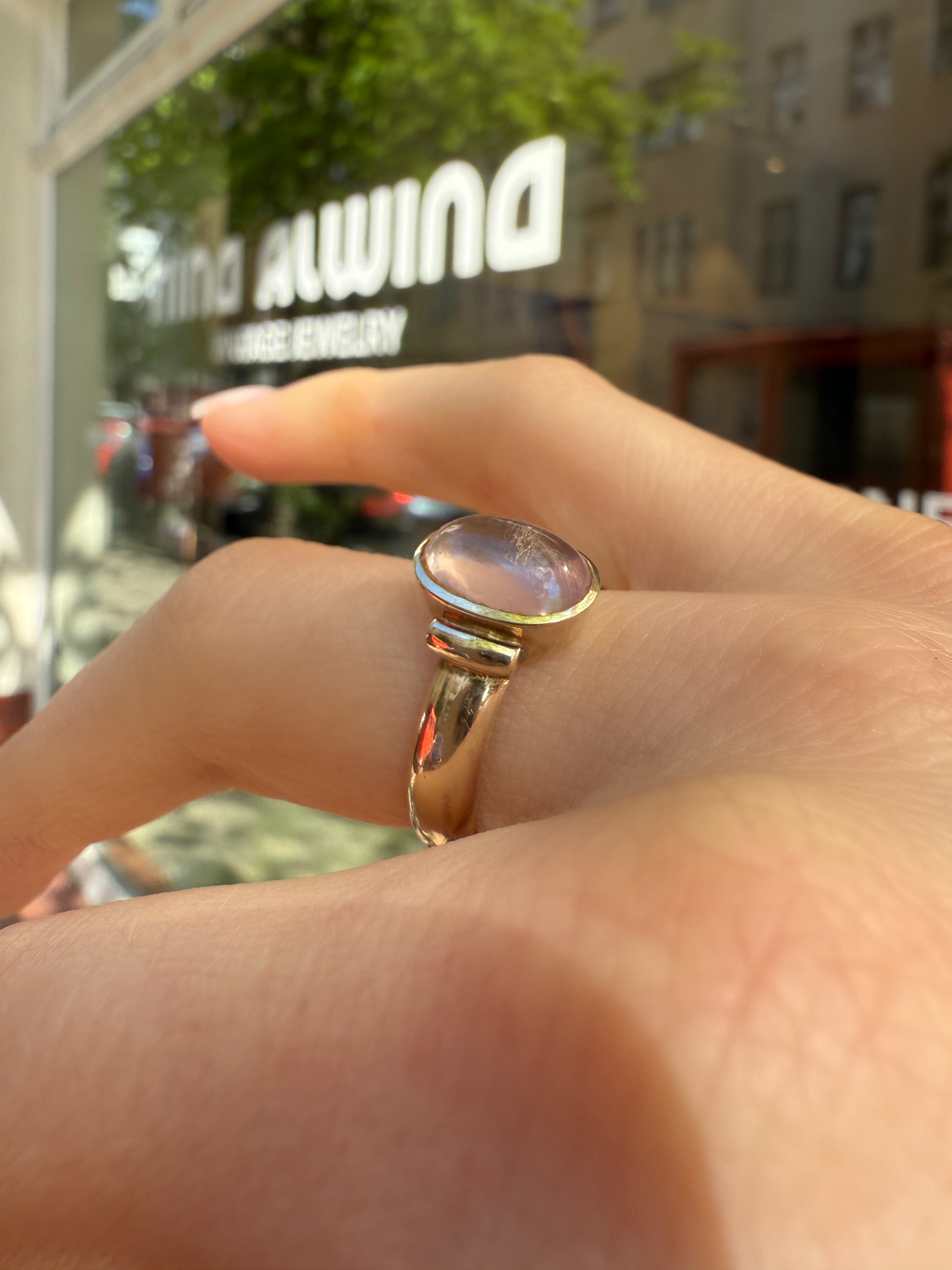 #963 Massiver 8k Ring mit Rosenquarz - RG 55