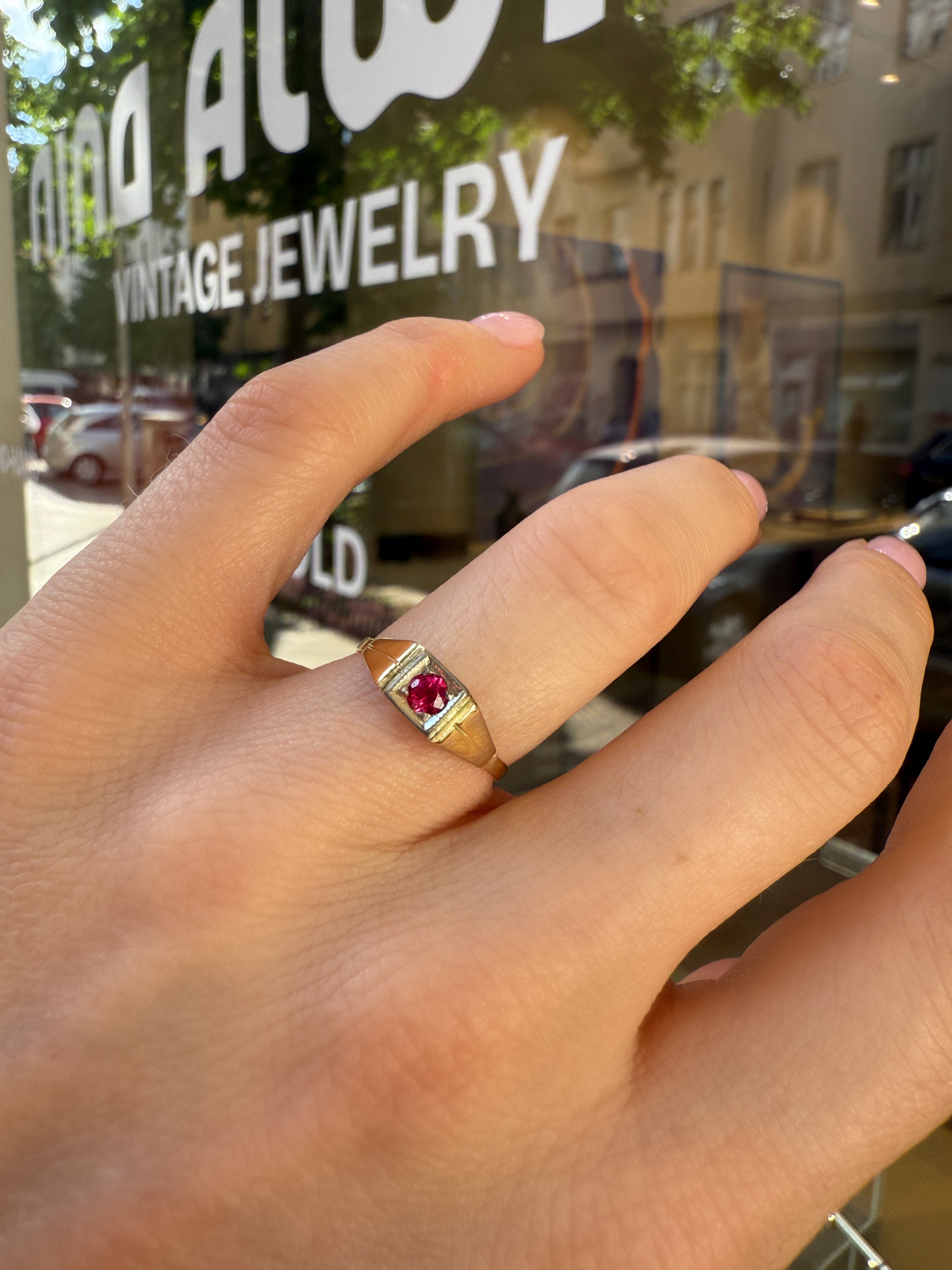 #1042 14k Ring mit Rubin - RG 50