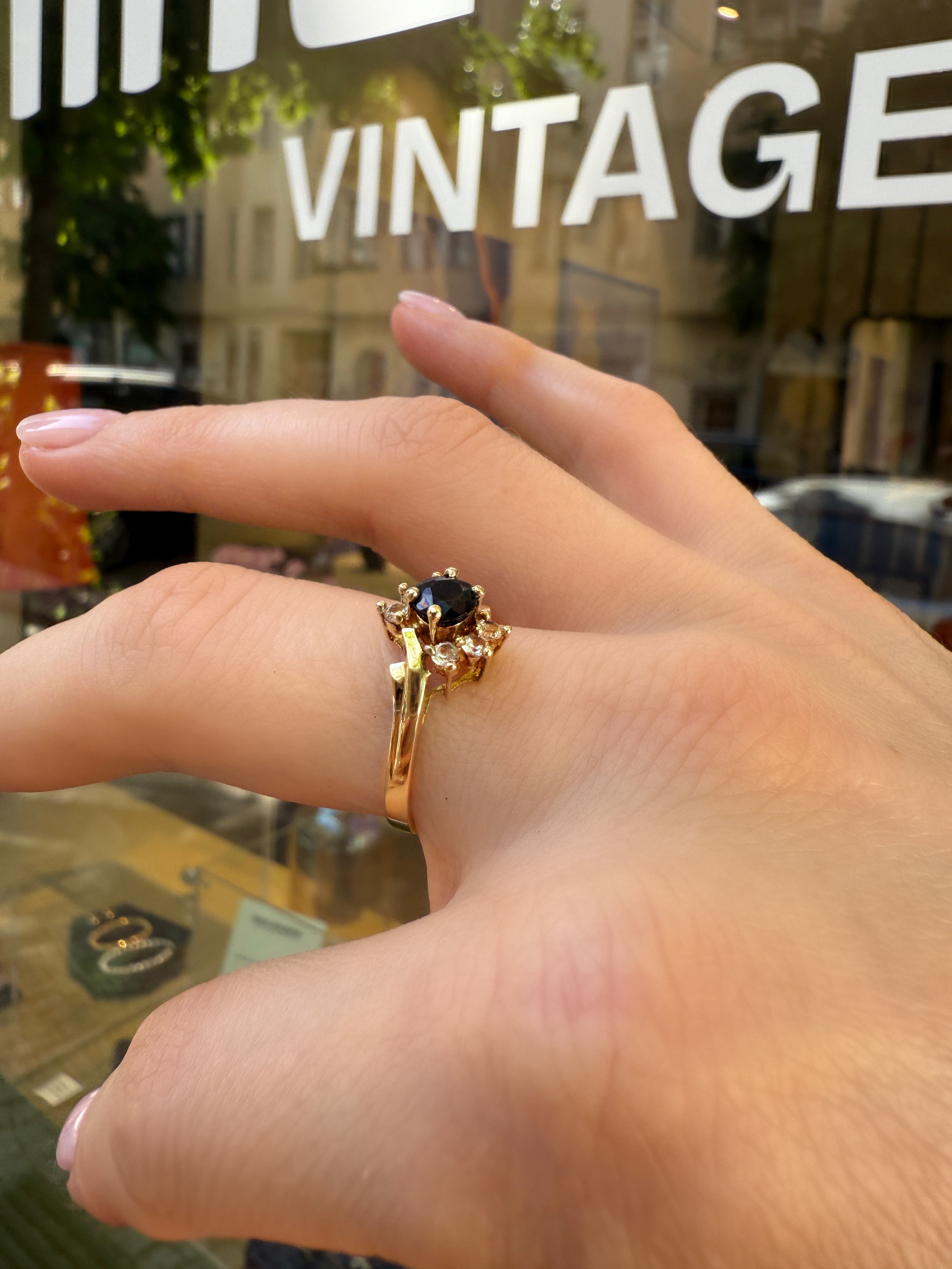 #1044 14k Ring mit Saphiren - RG 56