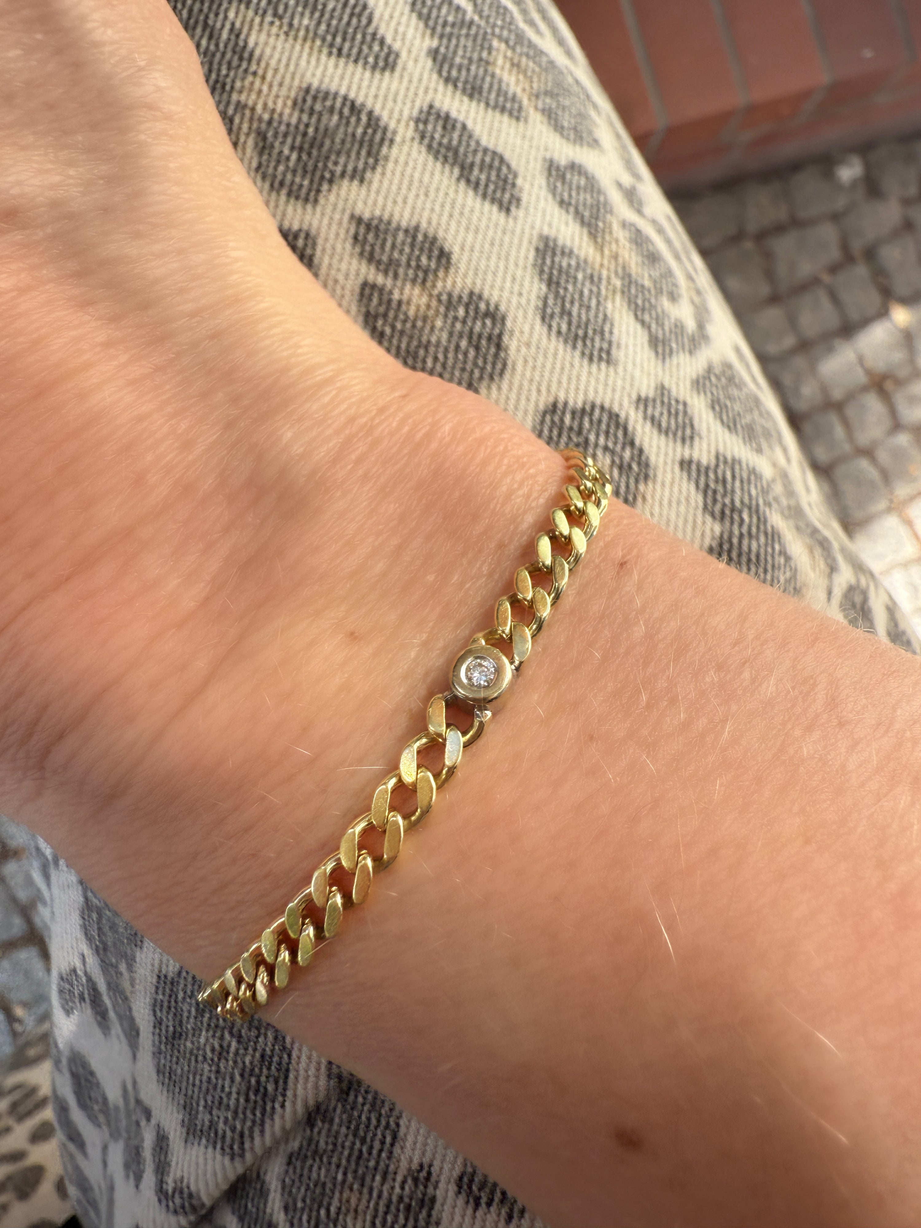 #1040 Massives 14k Armband mit 3 Diamanten