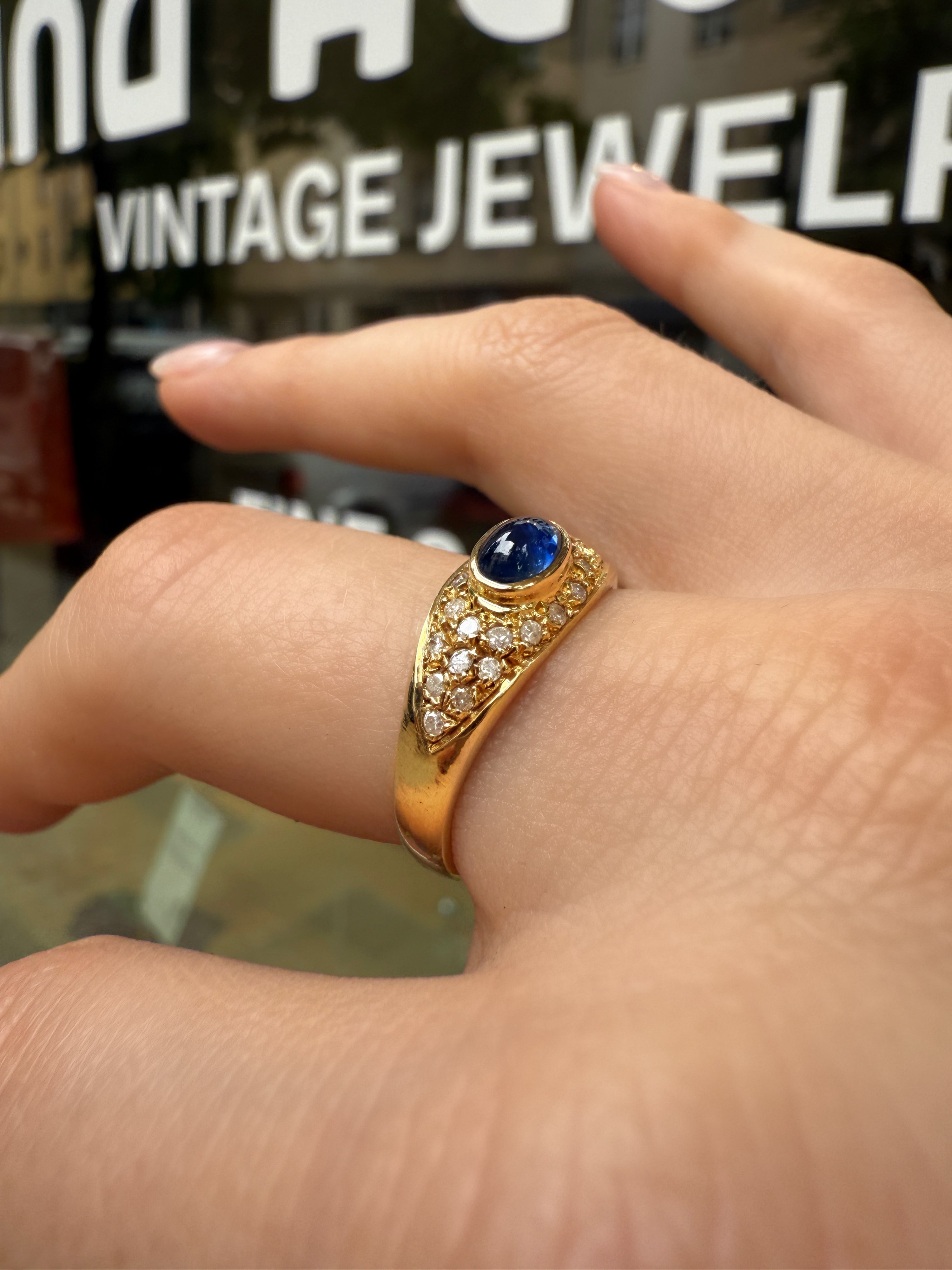 #1139 14k Ring mit Saphir & 24 Brillanten - RG 56
