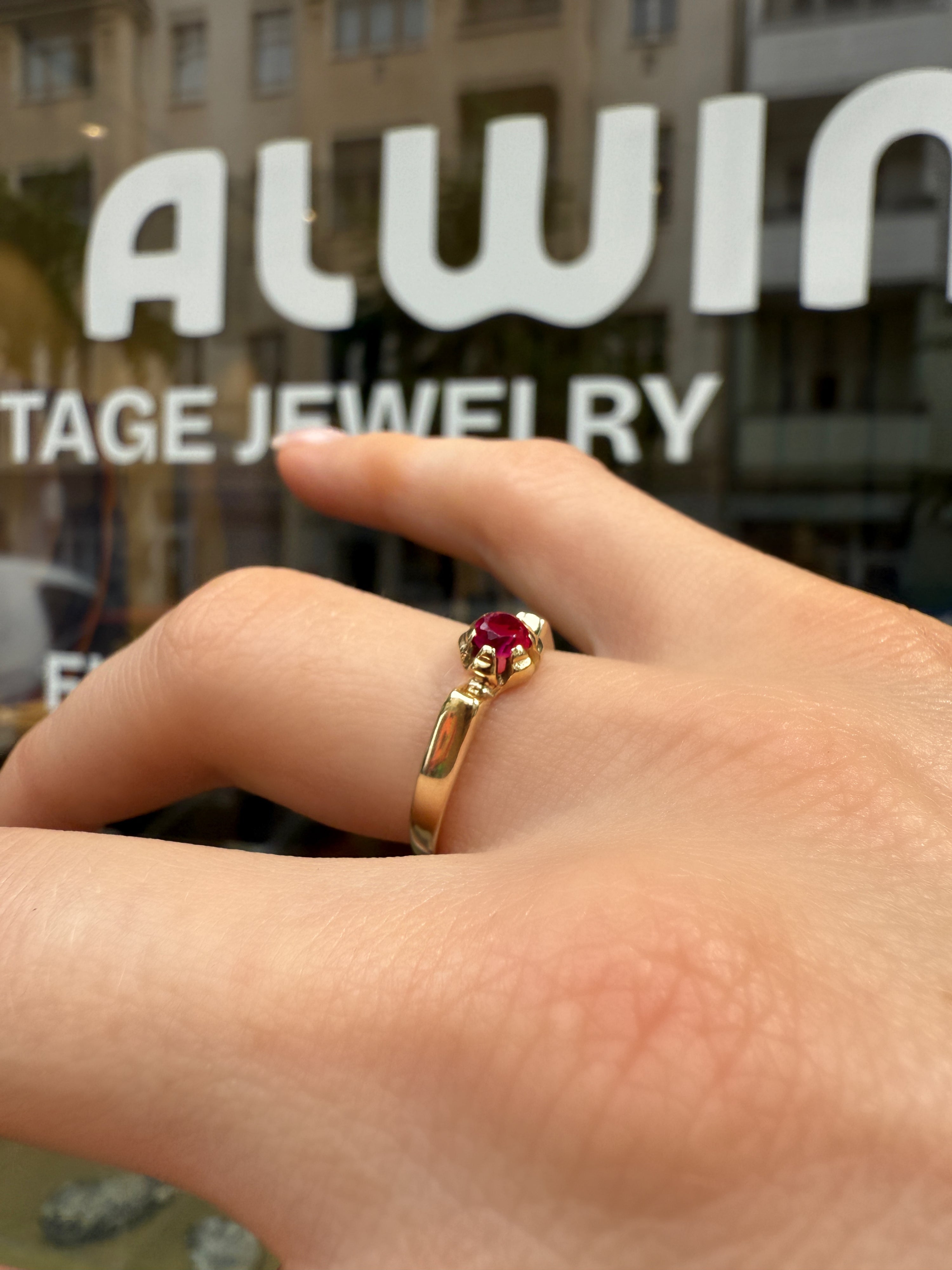 #1104 Solid 8k Ring with Ruby - RG 55