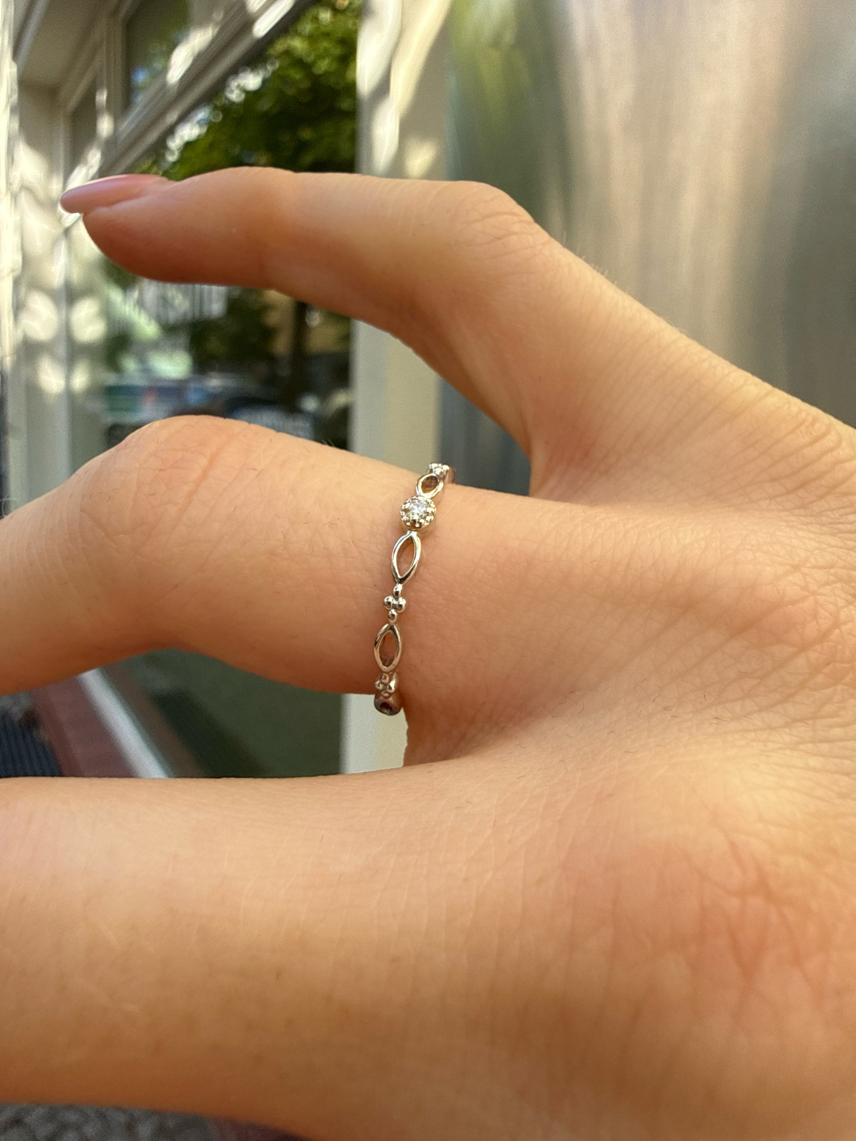 #1384 10k Ring Weißgold mit Diamant - RG 52