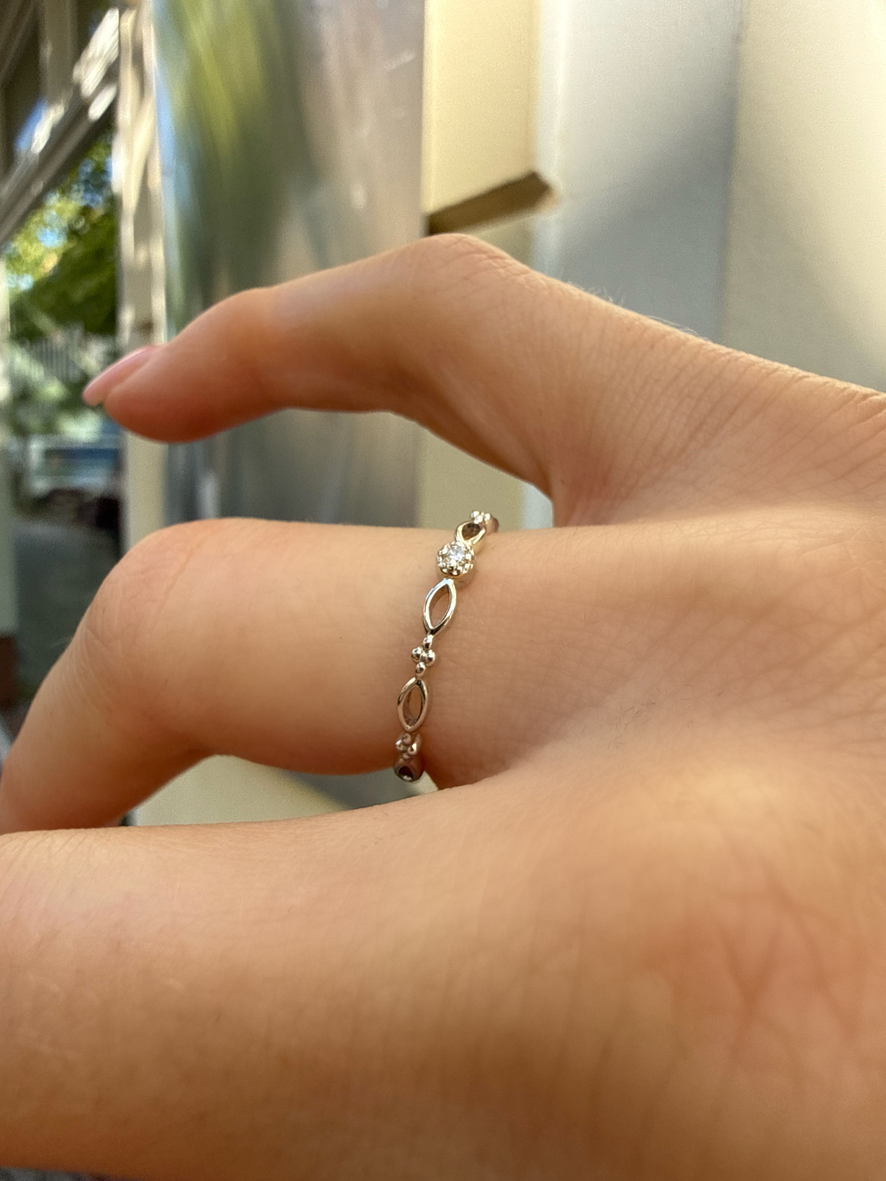 #1384 10k Ring Weißgold mit Diamant - RG 52