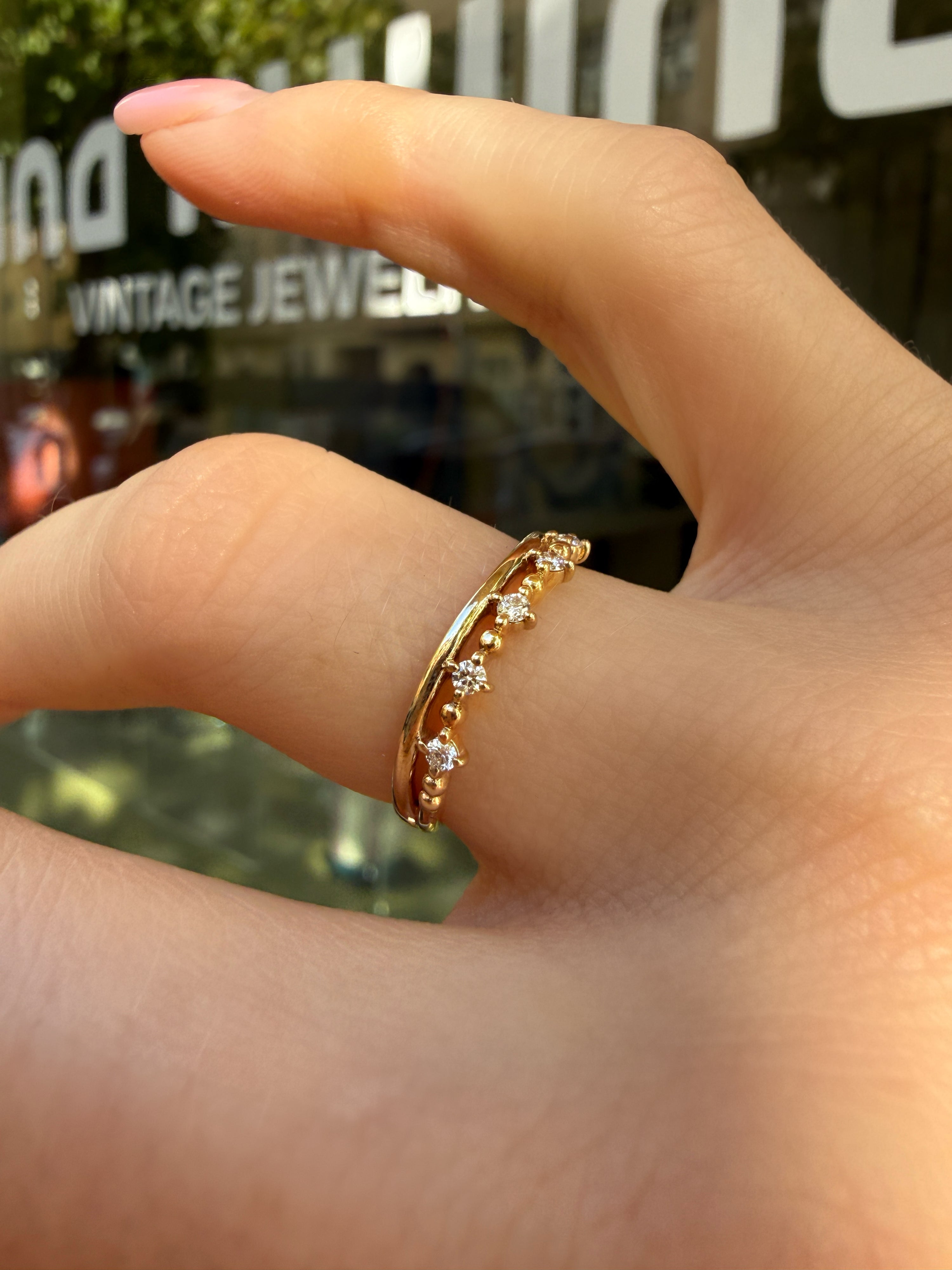 #1360 10k Ring mit 5 Diamanten - RG 51