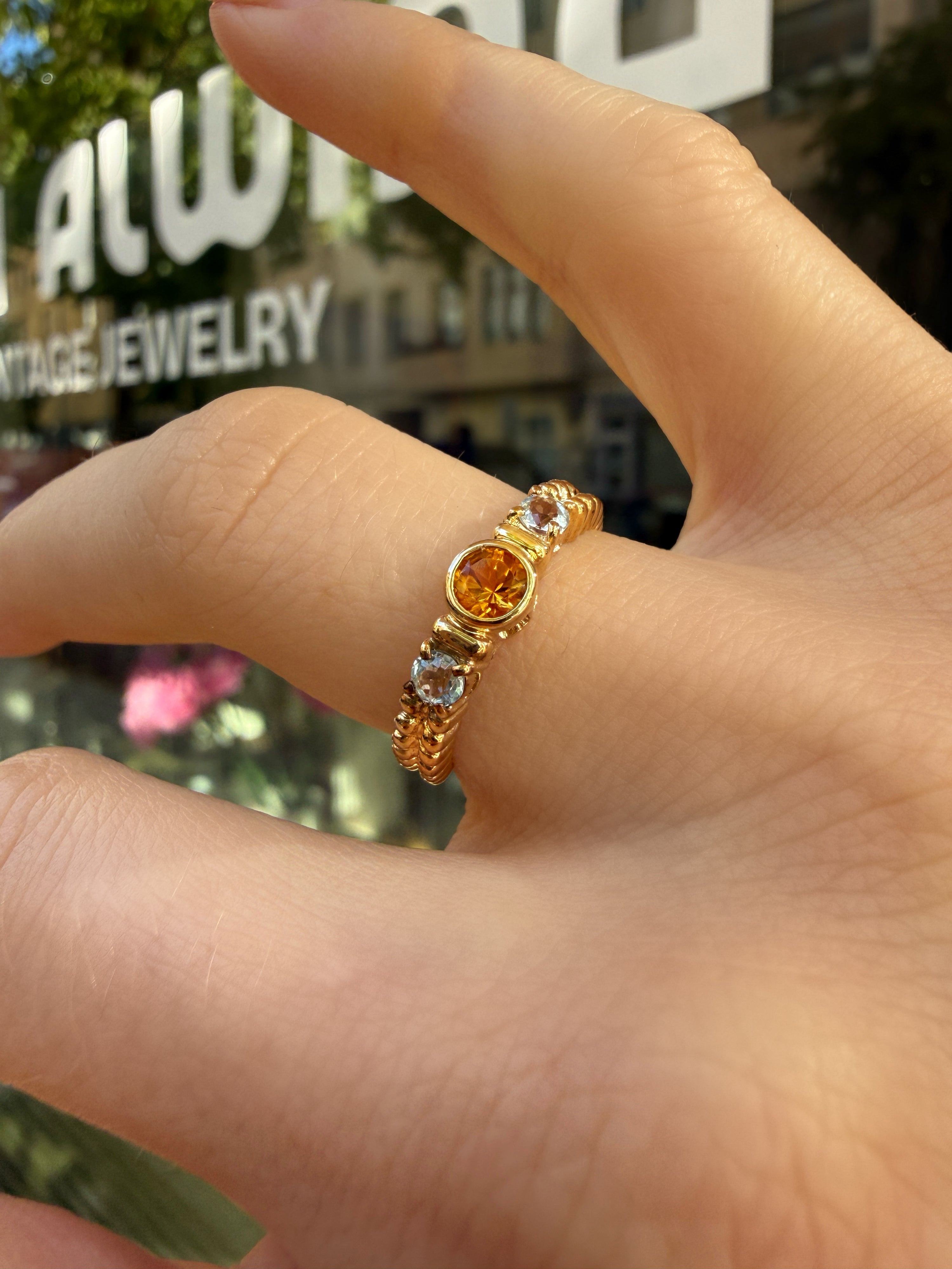 #1370 9k Ring mit Citrin & Topas - RG 52