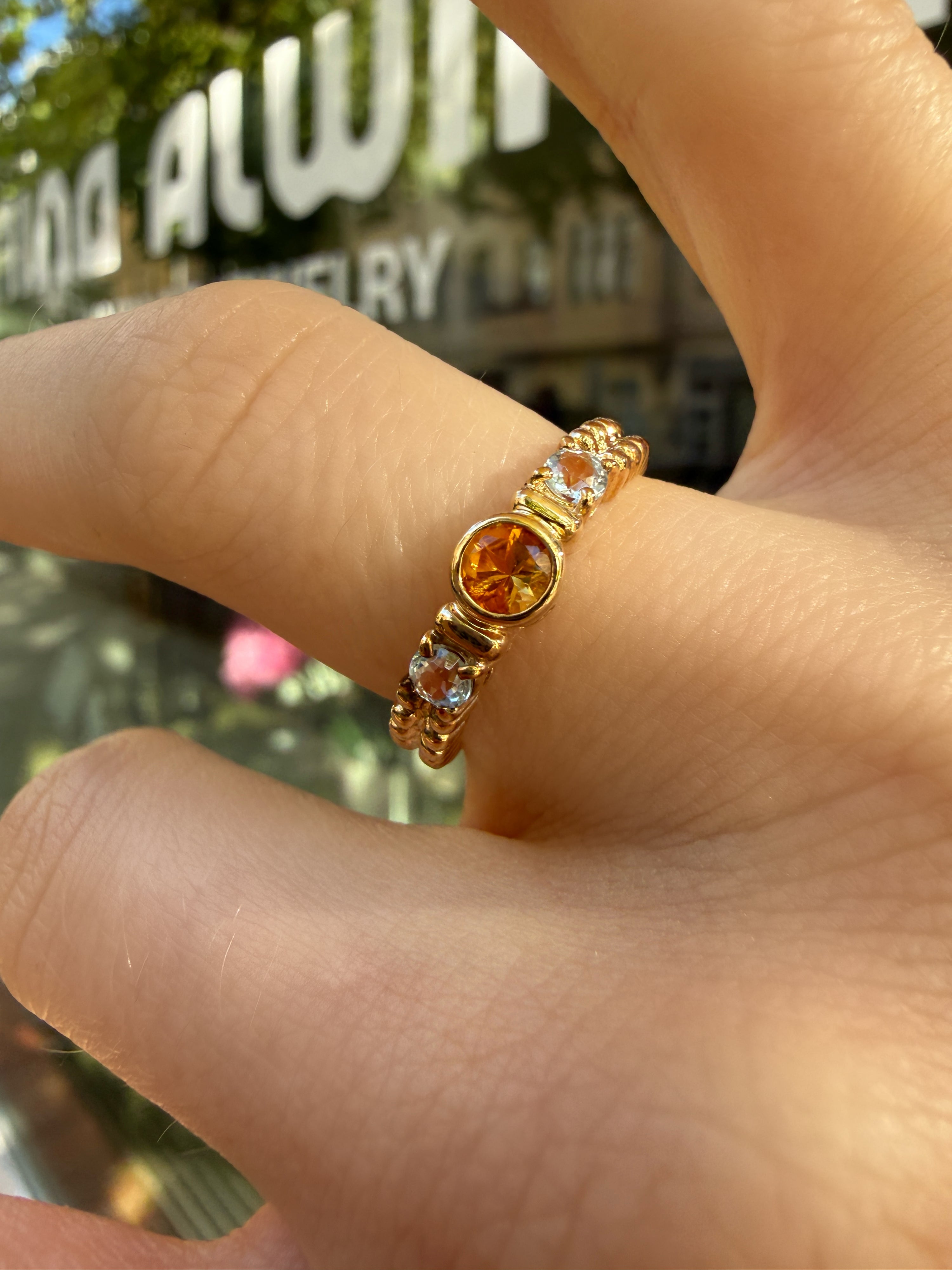#1370 9k Ring mit Citrin & Topas - RG 52