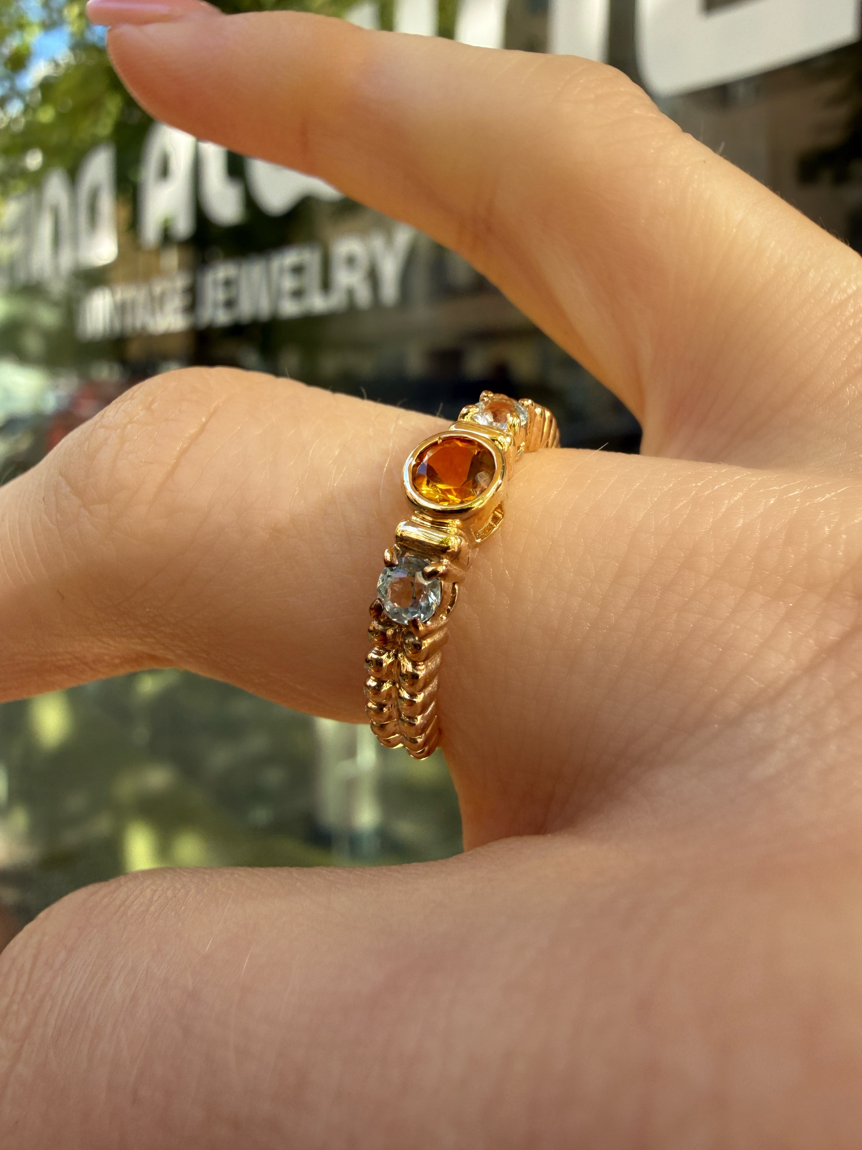 #1370 9k Ring mit Citrin & Topas - RG 52