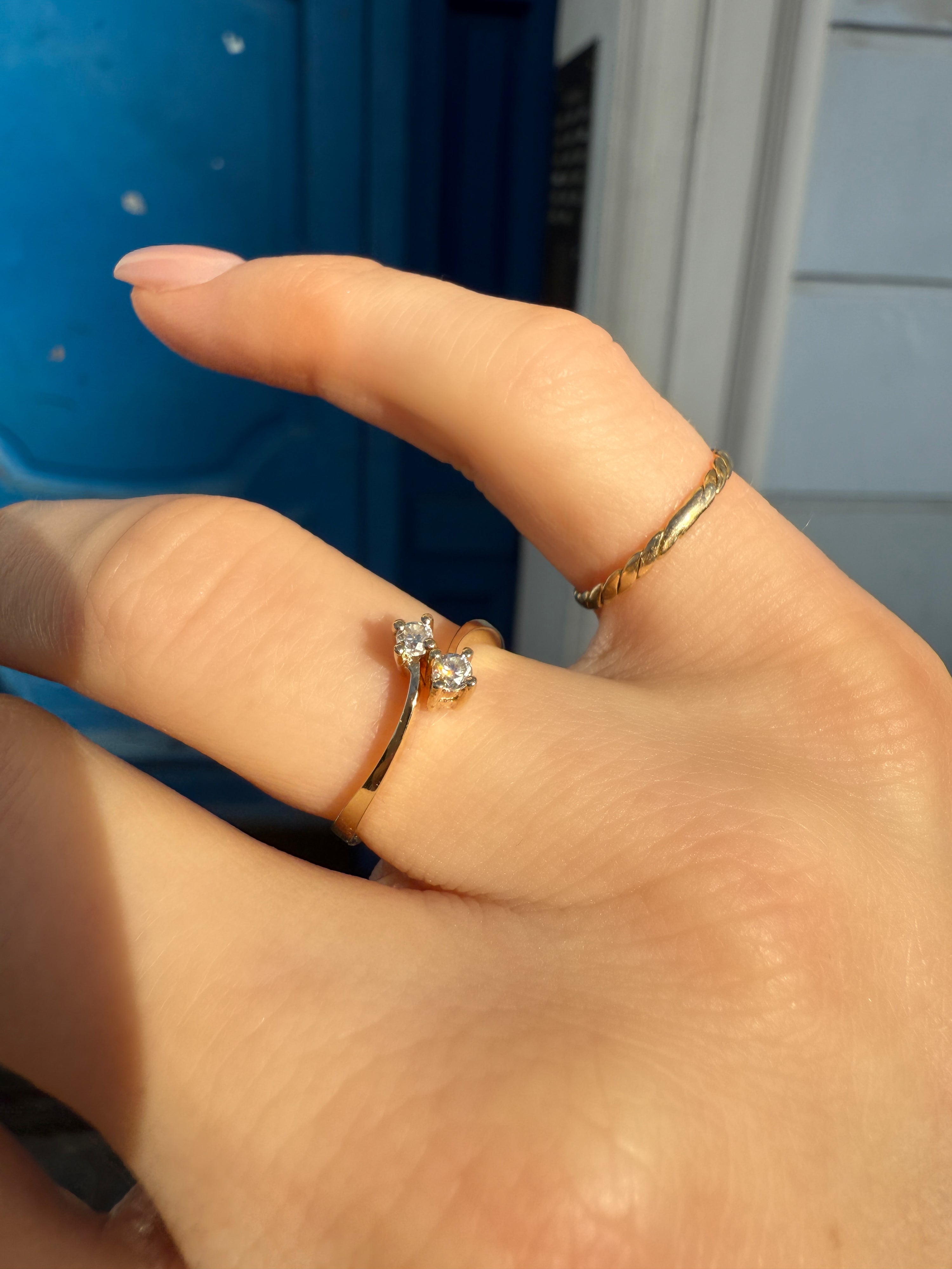 #224 14k Ring mit 2 Diamanten - RG 52