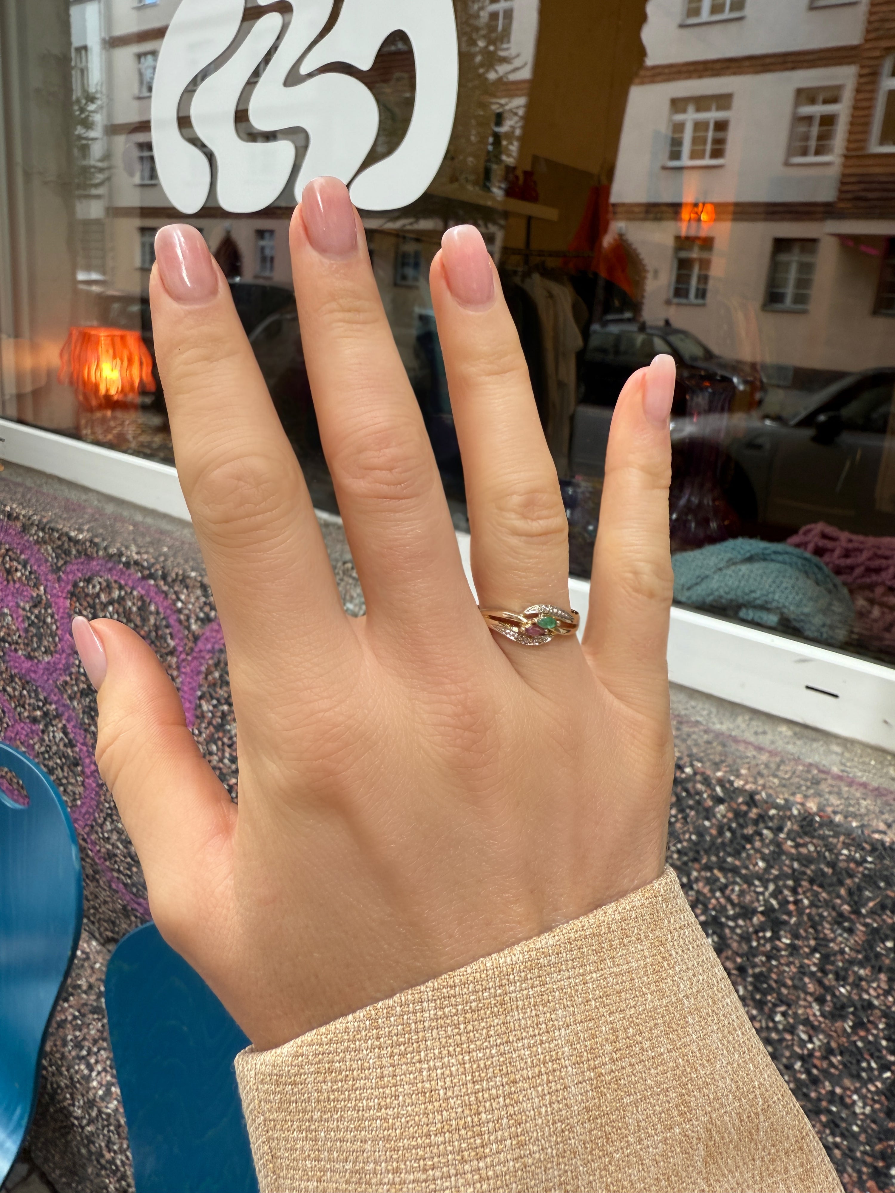 #166 8k Ring mit Smaragd & Rubin - RG 55