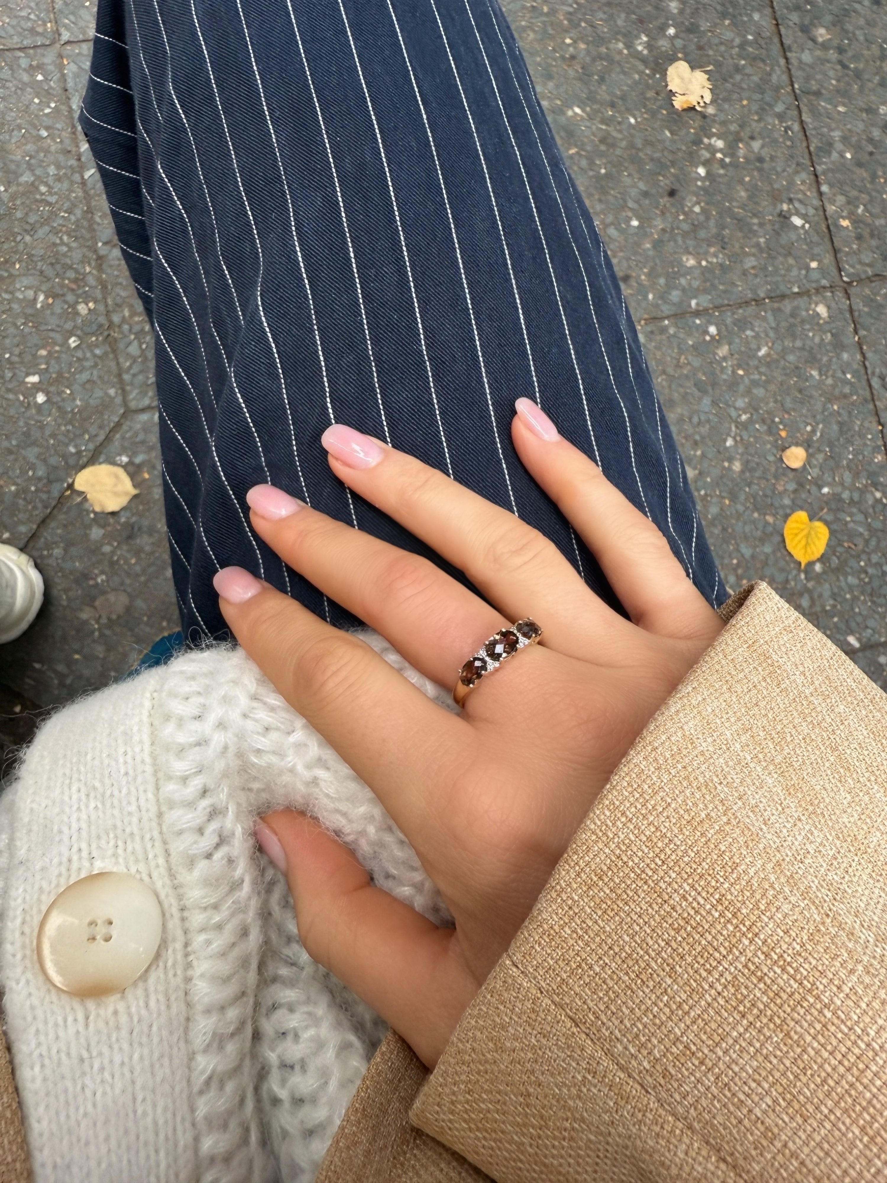 #167 9k Ring mit Rauchquarz & Diamanten - RG 59