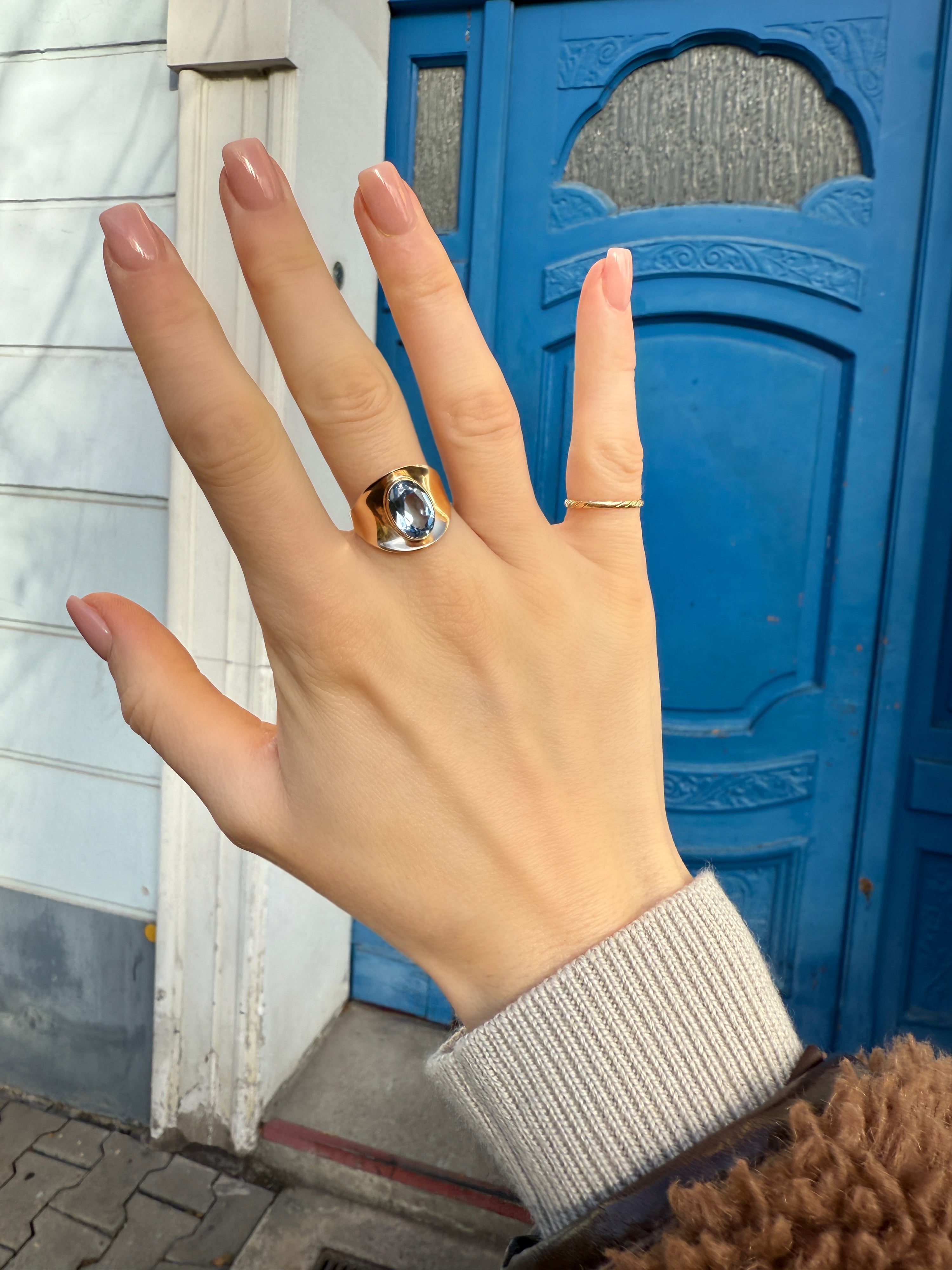 #234 8k Ring mit Aquamarin - RG 57