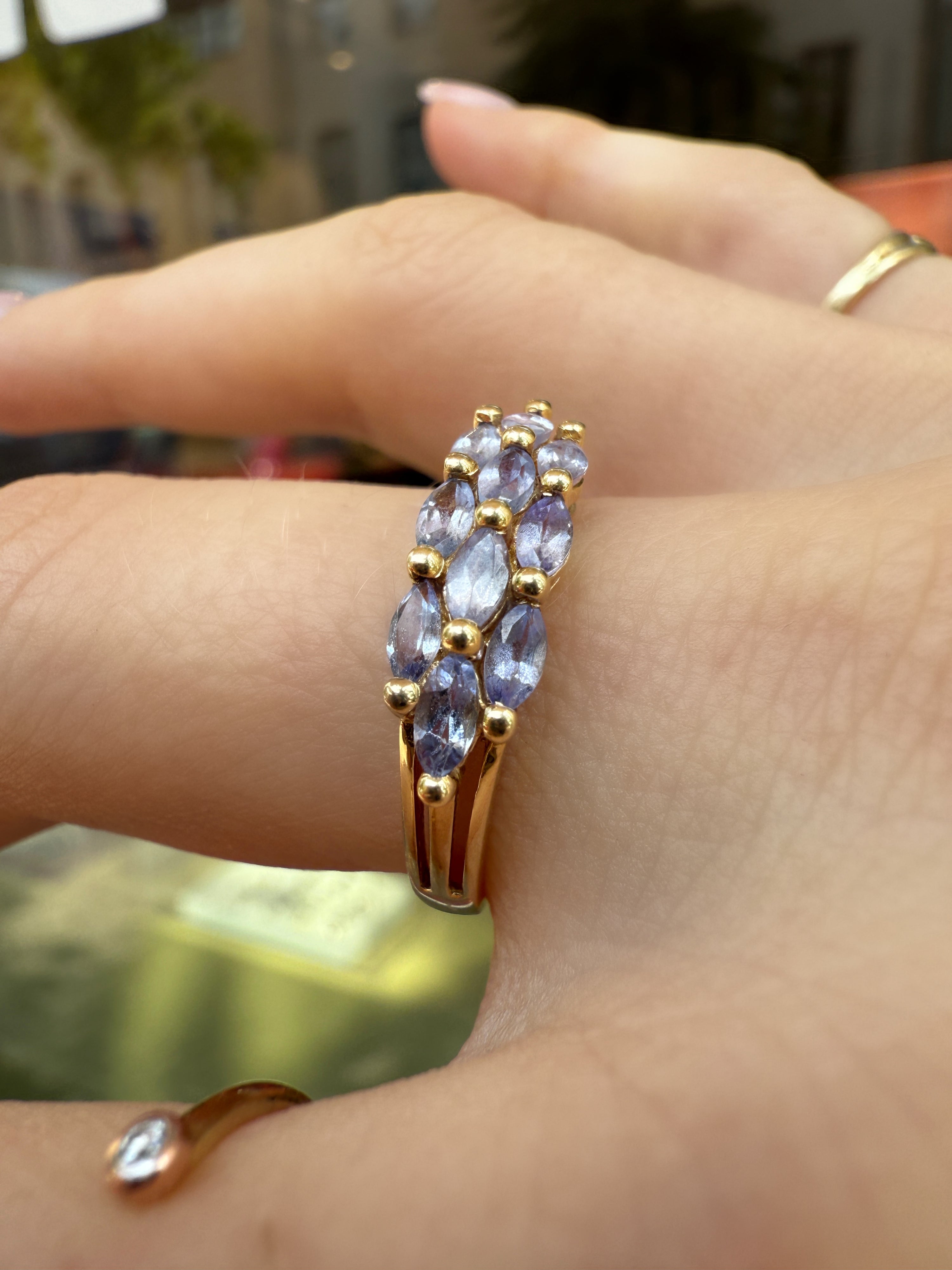 #1217 14k Ring mit Tansaniten - RG 56