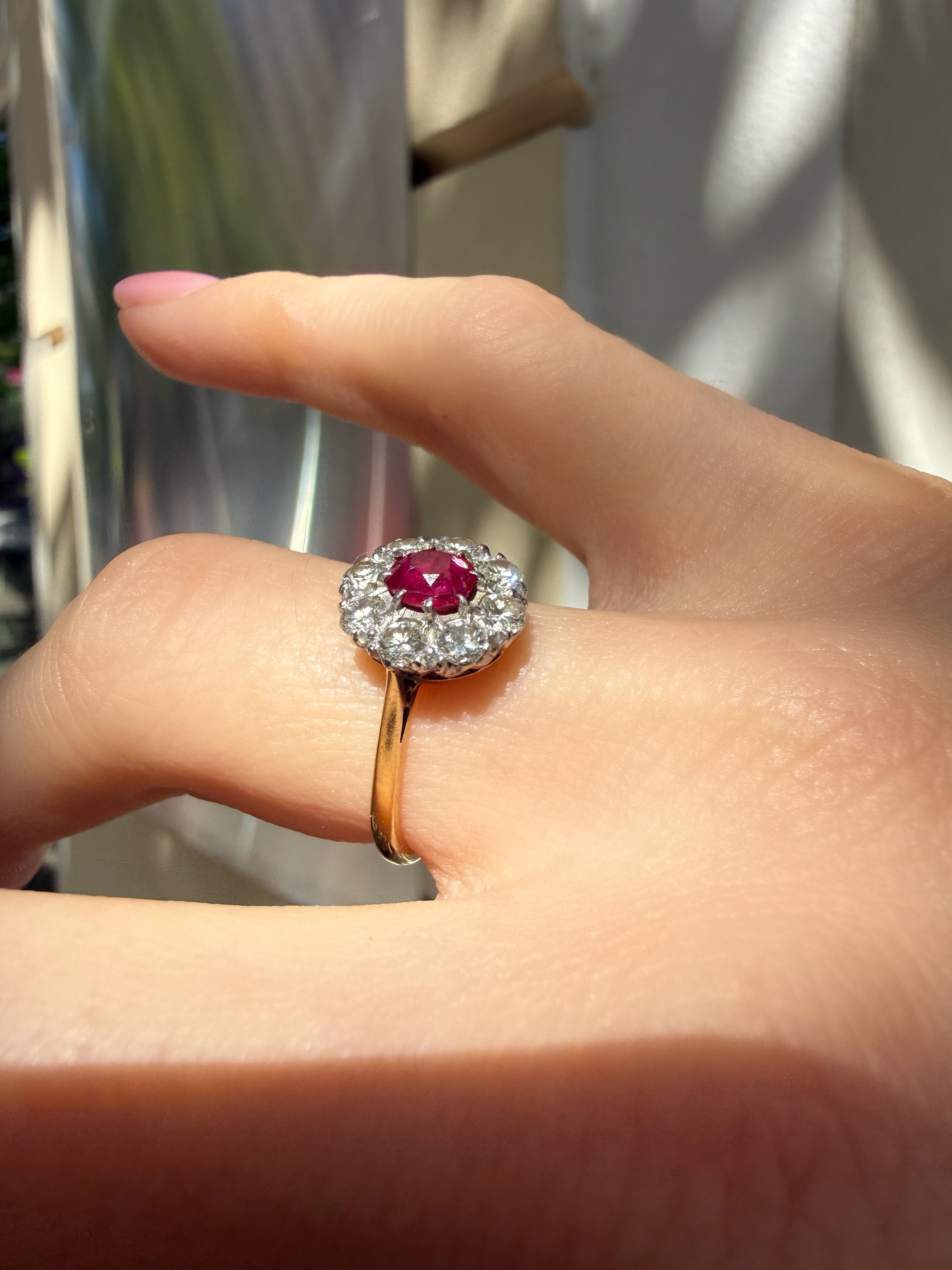 #1310 18k Ring with Ruby & Diamonds - Ring Size 52