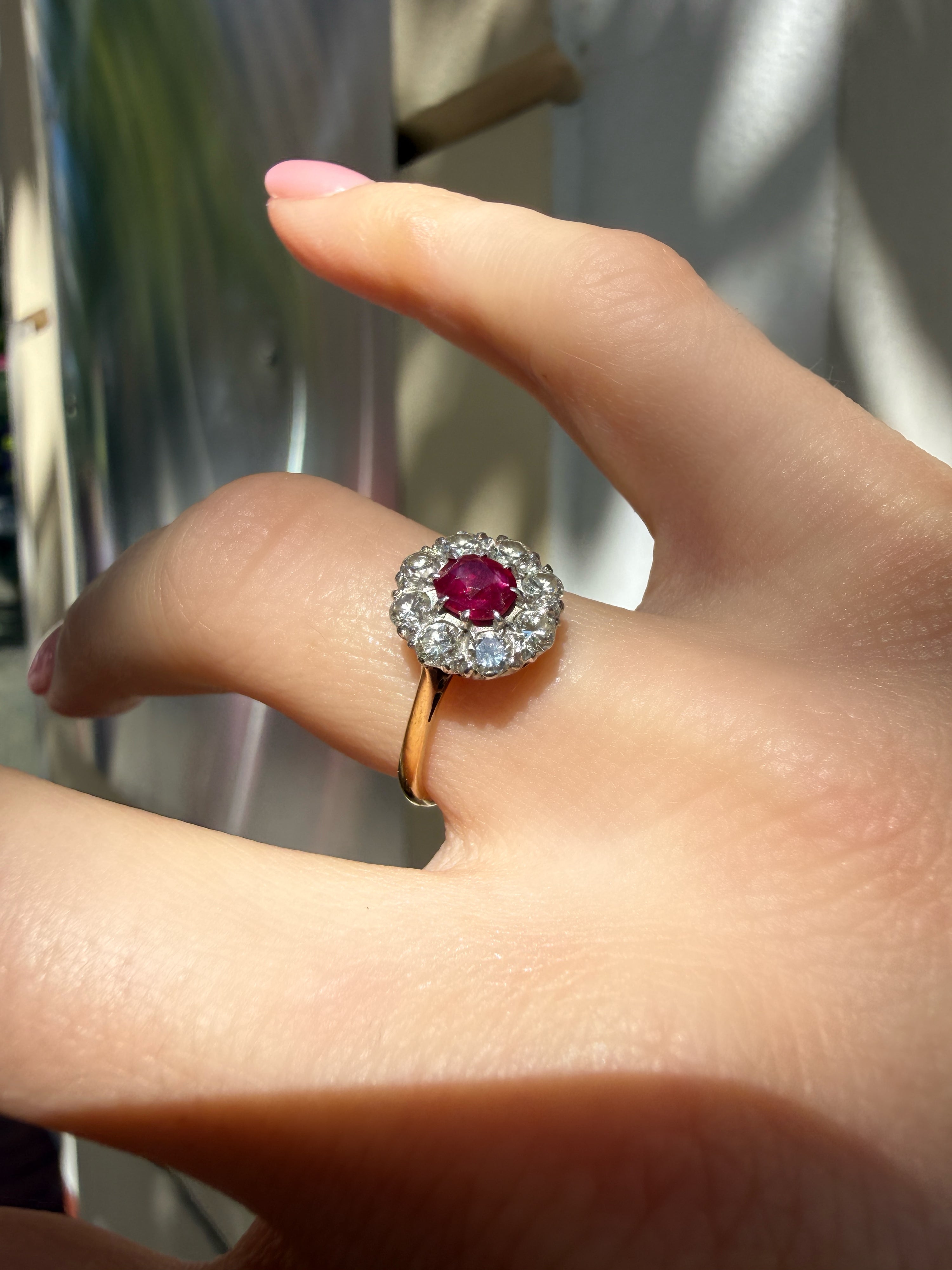 #1310 18k Ring with Ruby & Diamonds - Ring Size 52