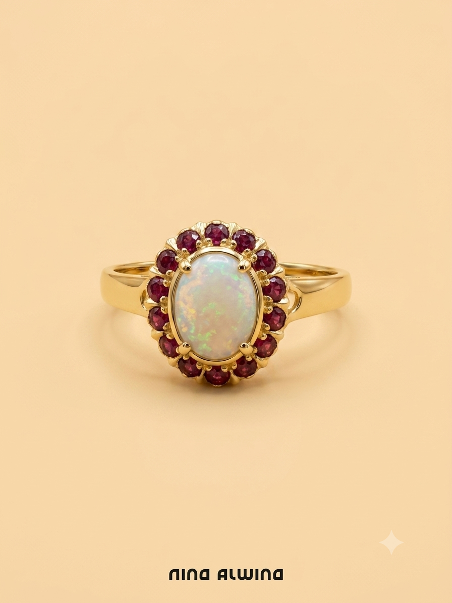 #1058 8k Ring Opal & Rubinen - RG 63