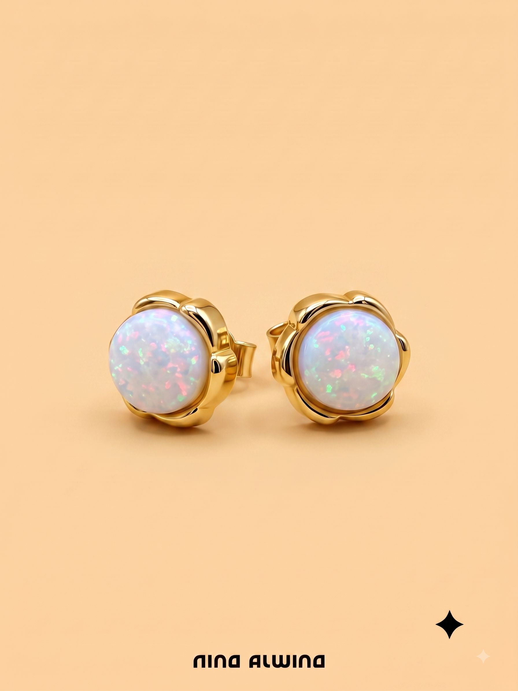 #1249 8k Ohrringe mit Opalen - 0.8cm
