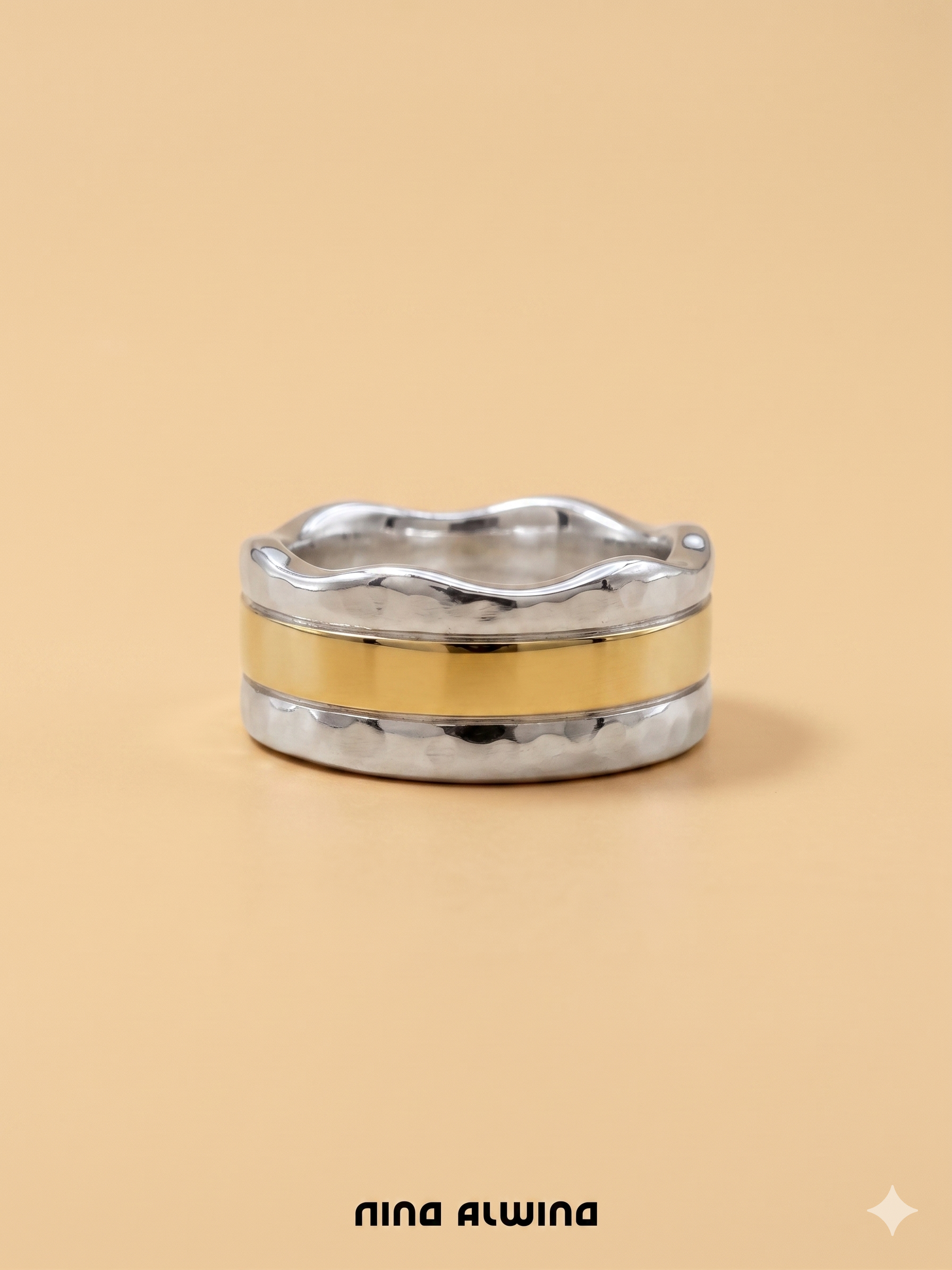 #1041 Silberring mit Goldeinsatz - RG 63