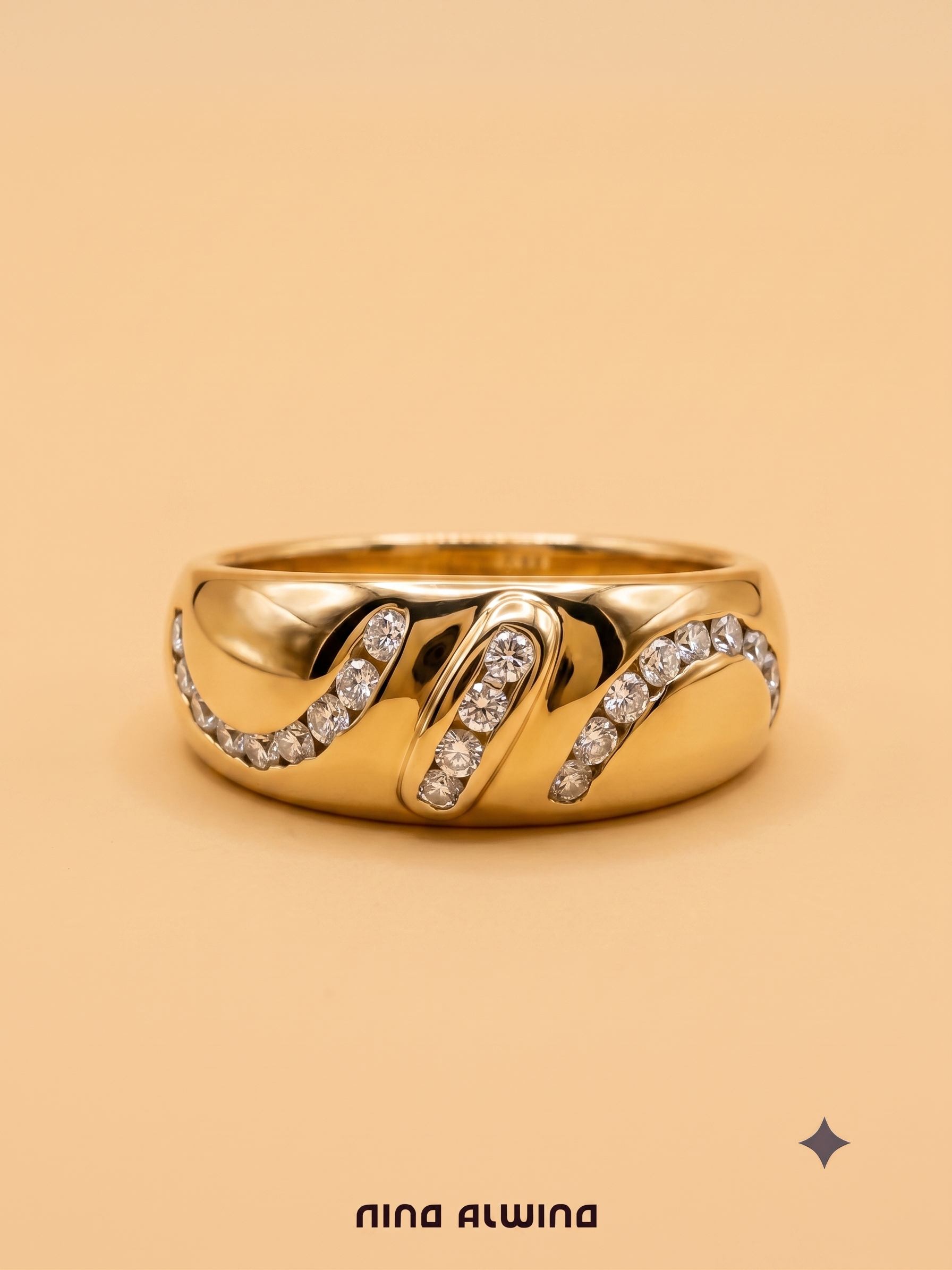 #1159 14k Ring mit 22 Diamanten - RG 53