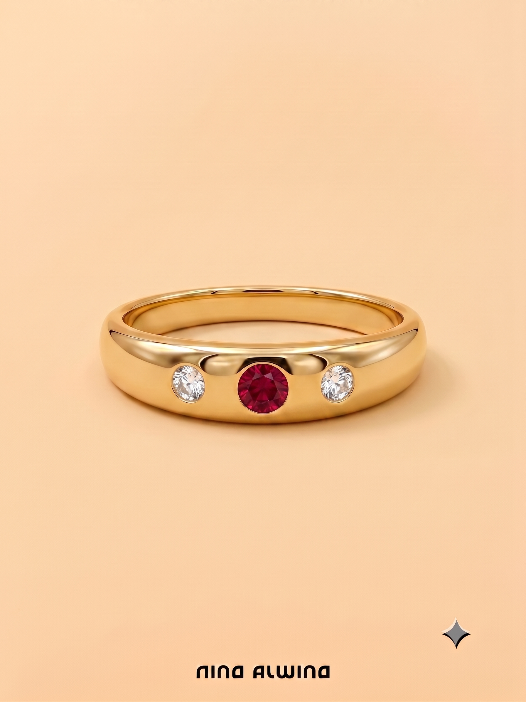 #1213 8k Ring mit Rubin & Zirkonia - RG 57