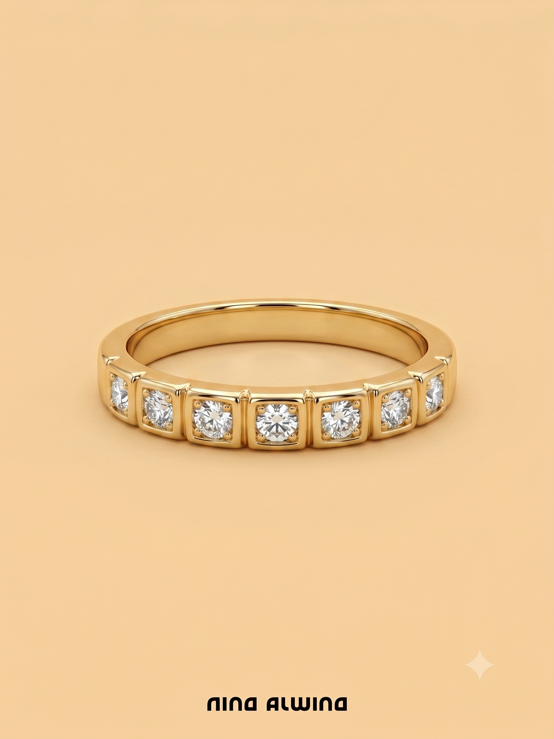 #1242 14k Ring mit 7 Diamanten - RG 55