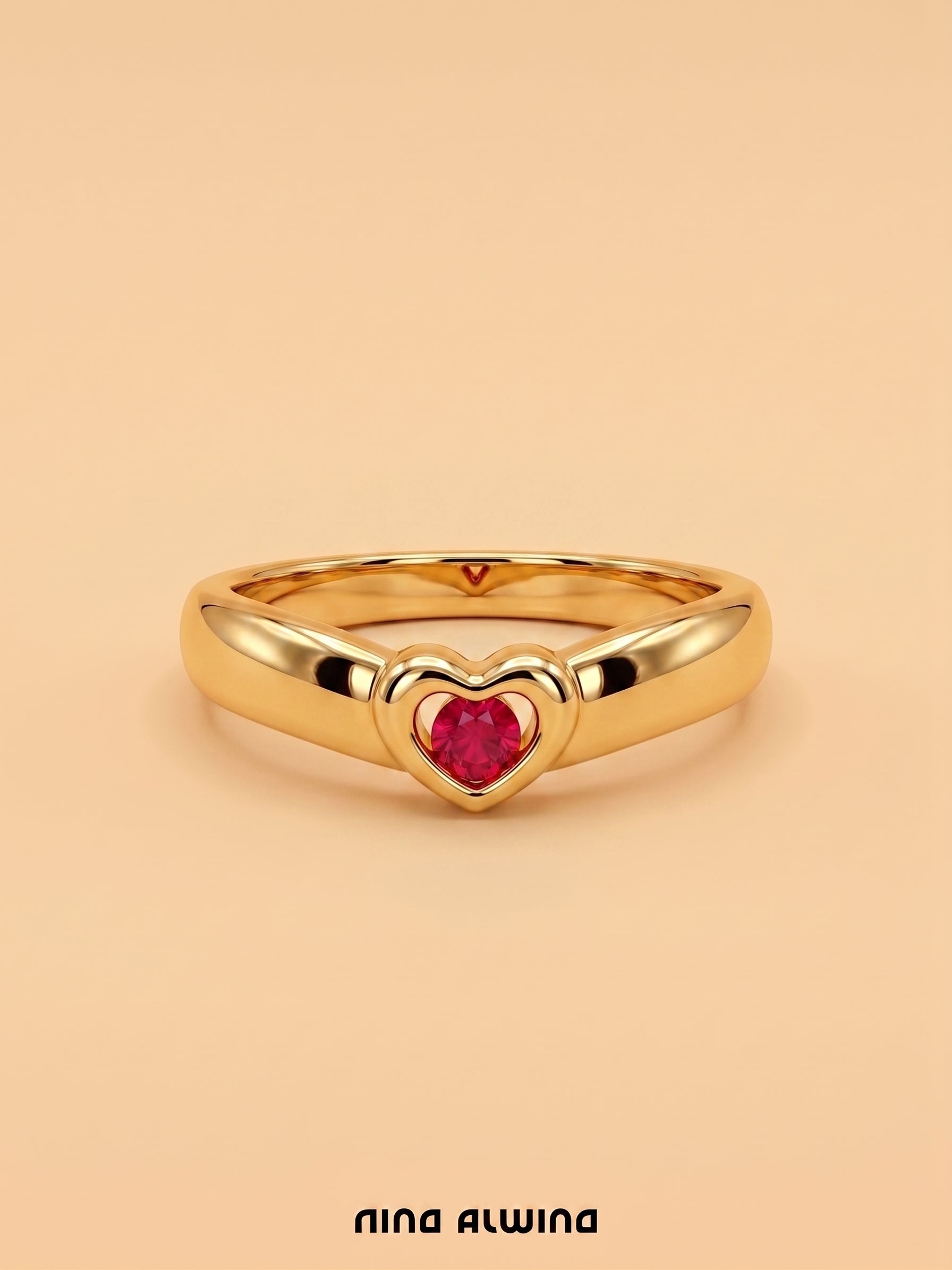 #1277 14k Ring mit Rubin Herz - RG 53