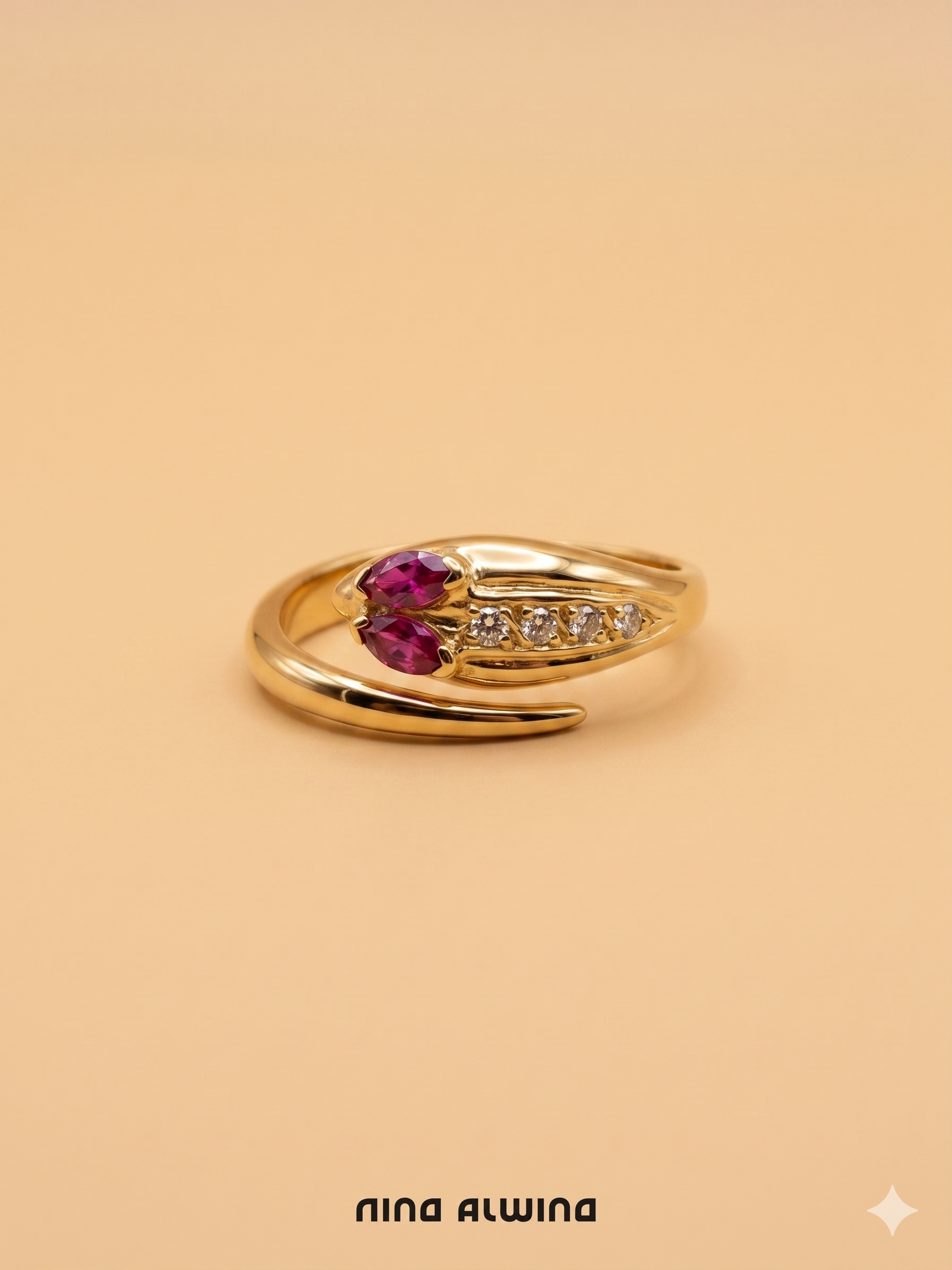 #913 14k Ring mit Rubinen & Zirkonen - RG 54