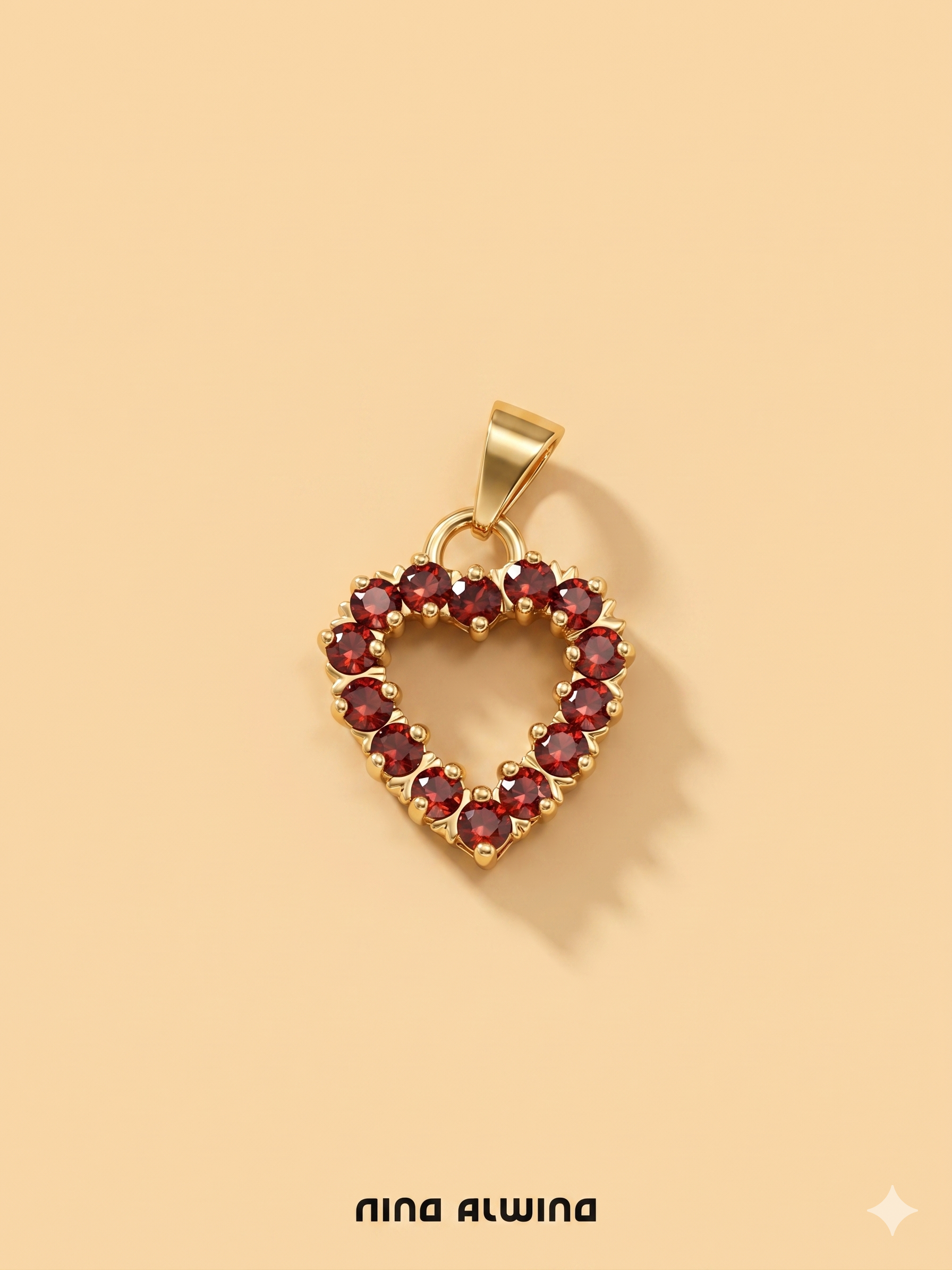 #10357 8k Herz mit Granat - 1.8cm