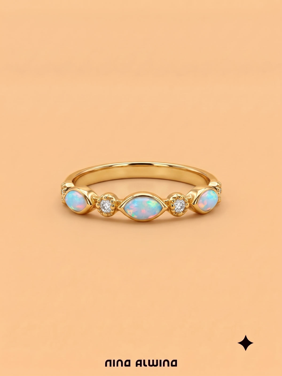 #1347 9k Ring with Opal - Ring Size 60