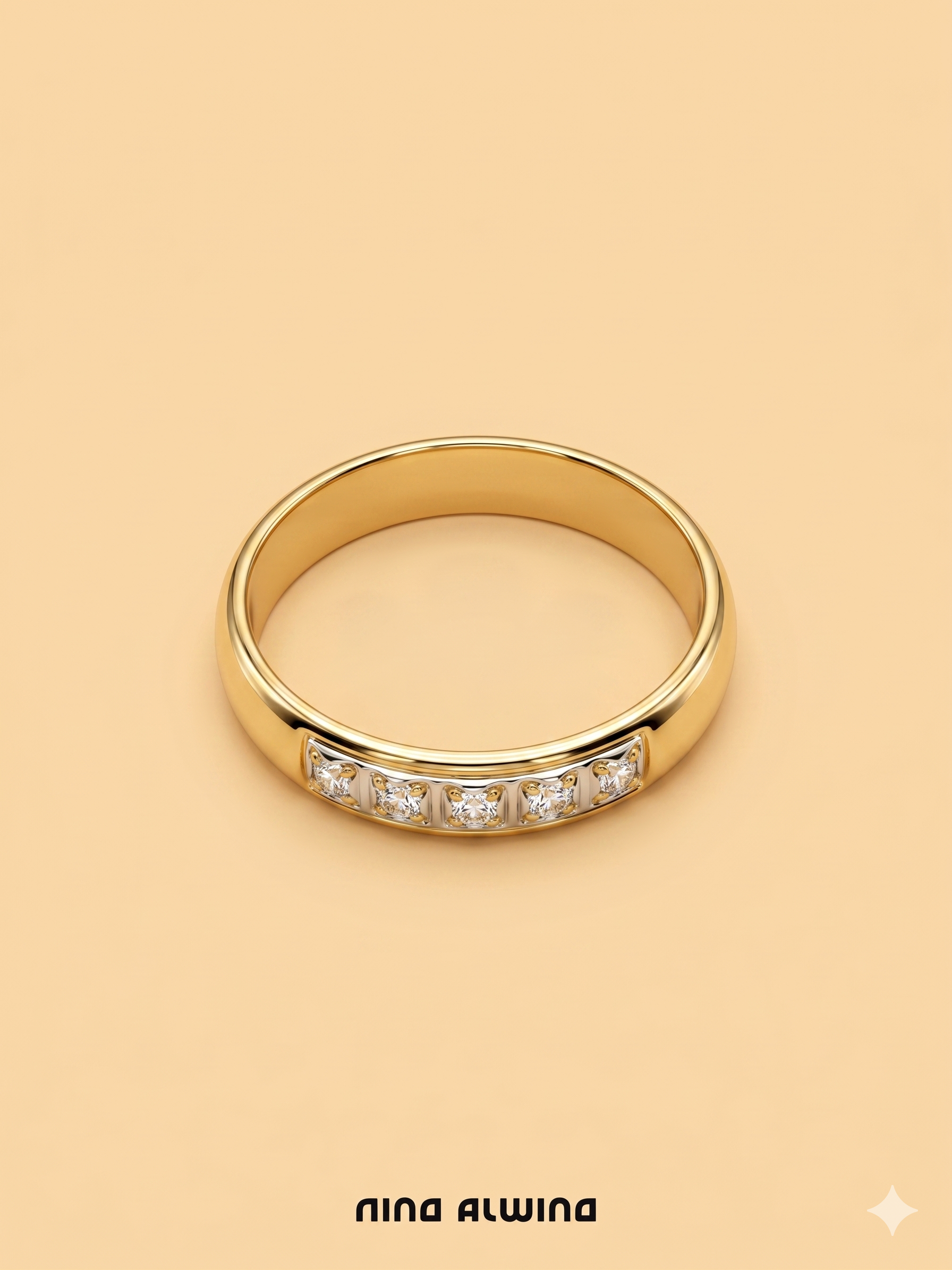 #892 14k Ring mit 5 Diamanten - RG 57