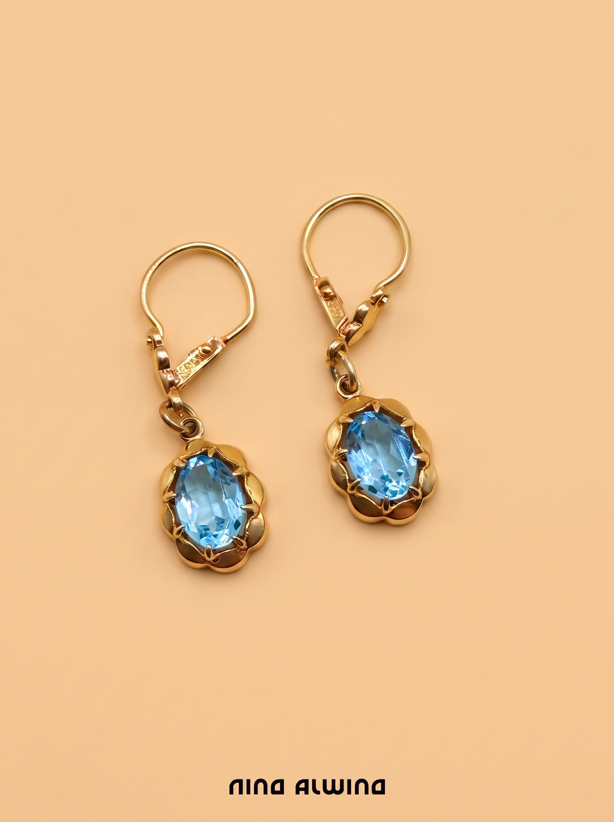 #1433 8k Ohrringe mit Blautopas - 2.4cm