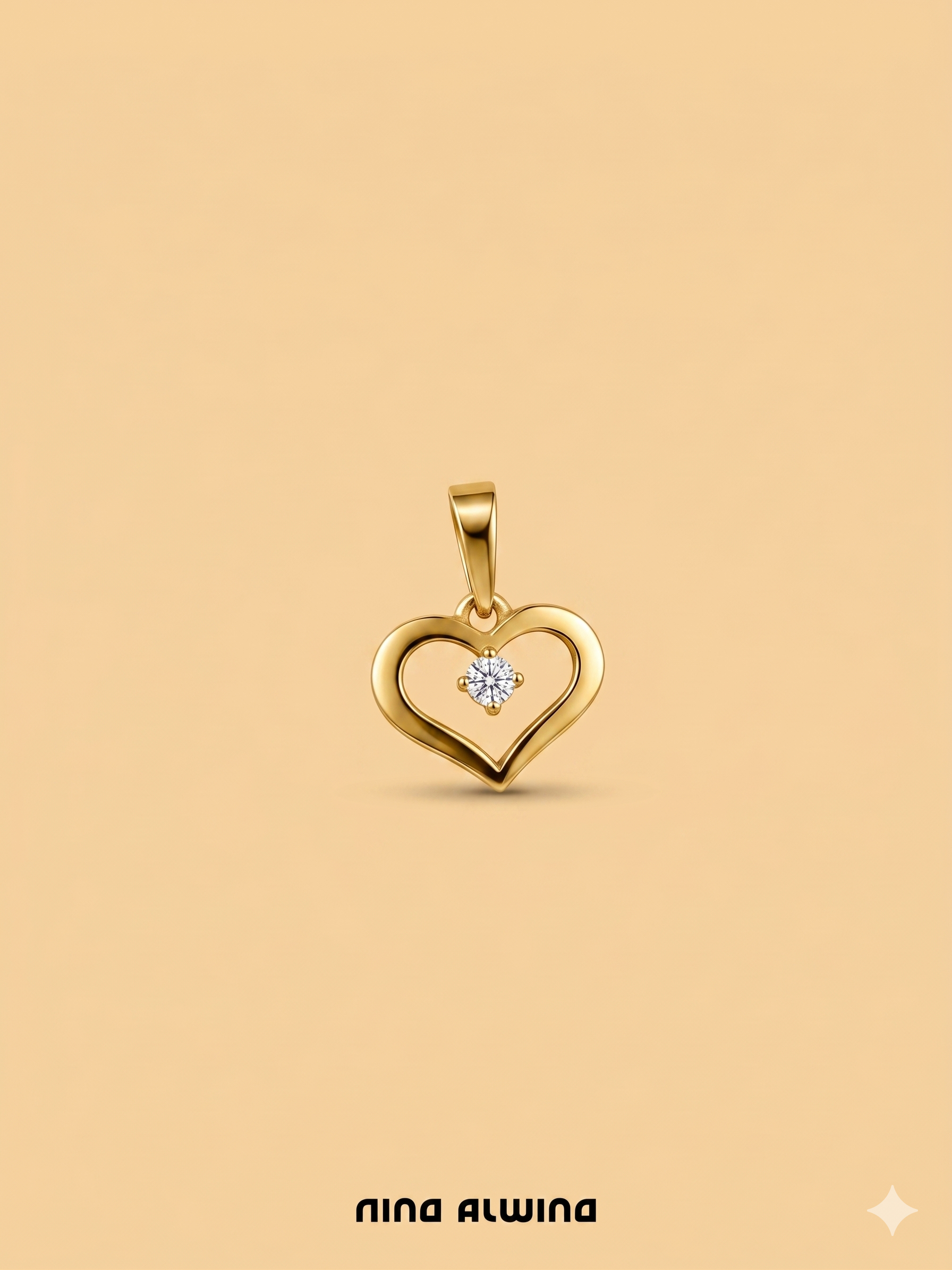 #980 8k Herz mit Diamant - 1.5cm