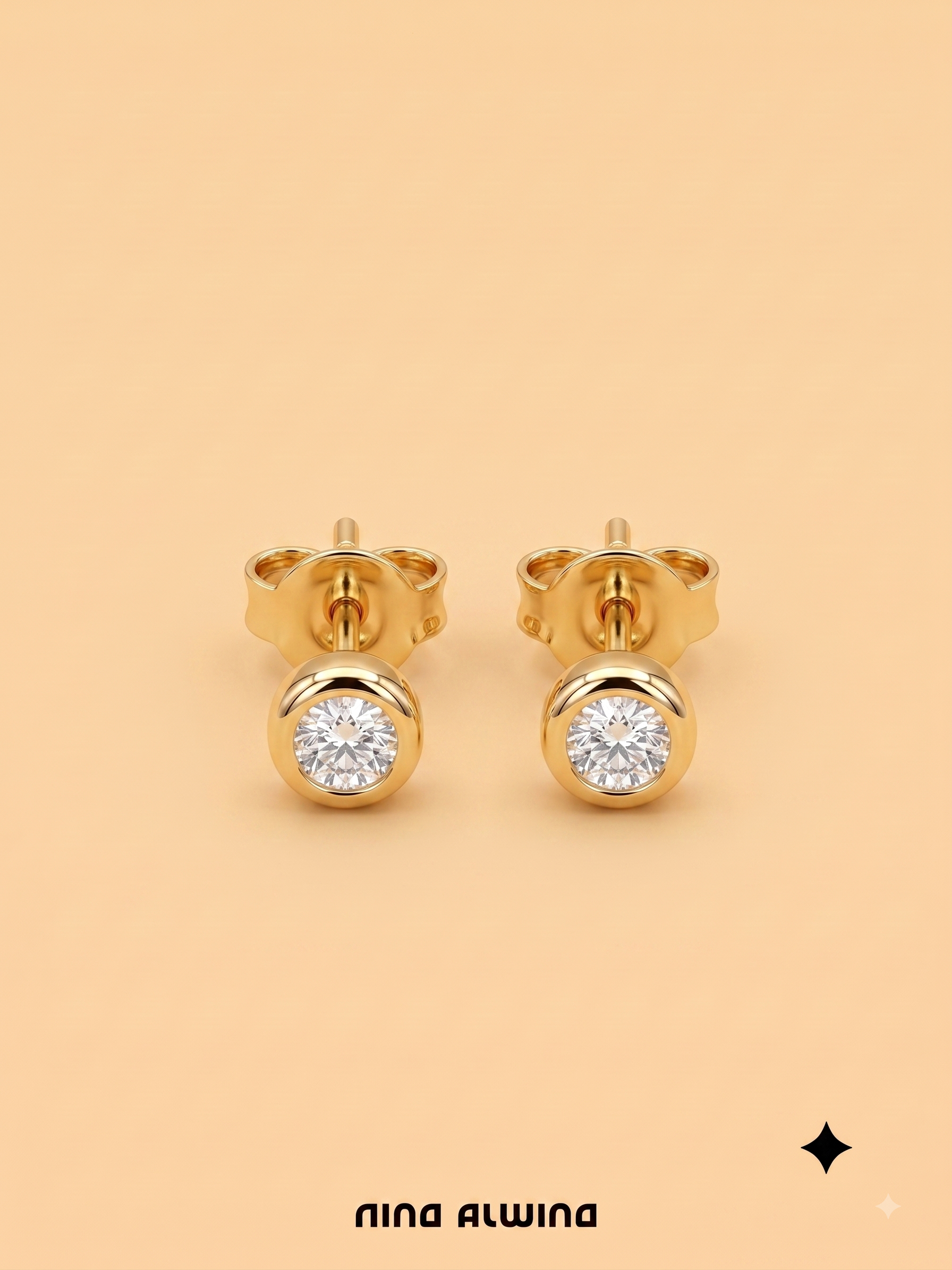 #1253 14k Ohrringe mit Diamanten - 0.5cm