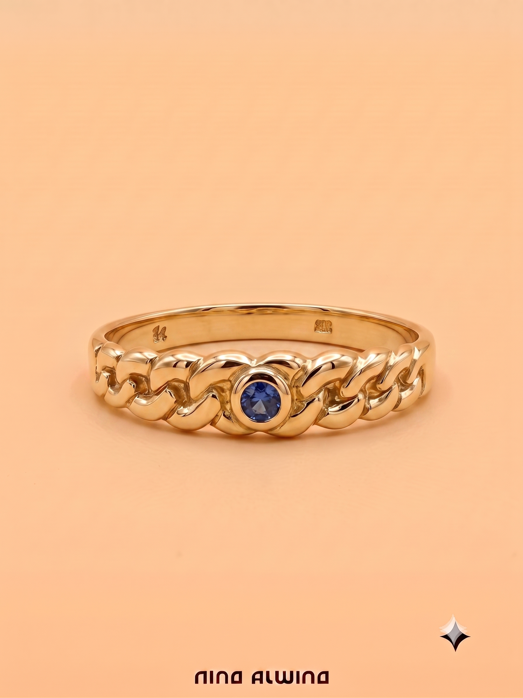 #1198 8k Ring mit Saphir - RG 62