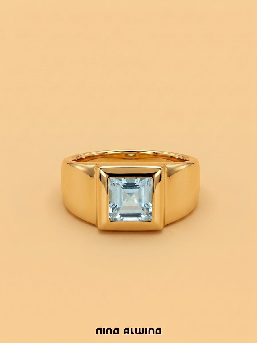 #1278 14k Ring mit Aquamarin - RG 60