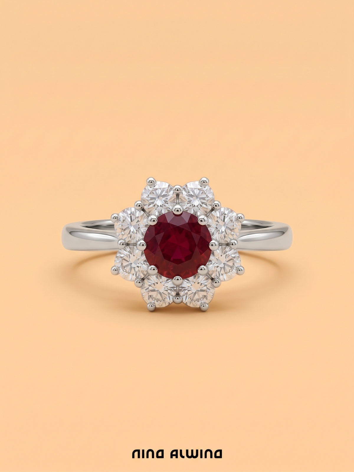 #1412 14k Ring mit Rubin & Diamanten - RG 55