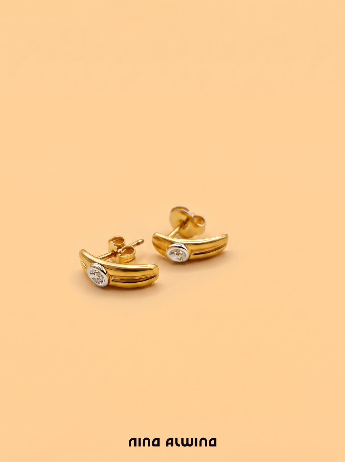 #1462 8k Earrings with Diamond - 1.3cm