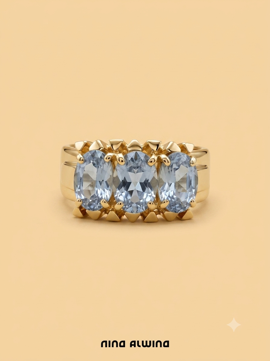 #1059 14k Ring mit Spinellen - RG 56