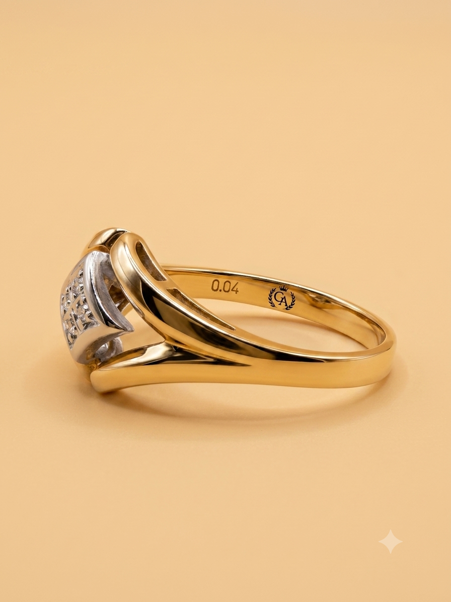 #1183 Massiver 14k Ring mit 4 Diamanten - RG 58
