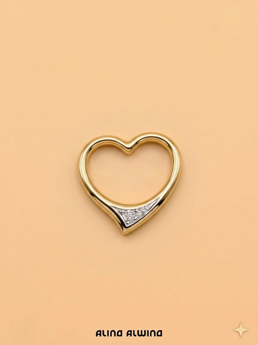 #1334 8k Anhänger Herz mit Diamant - 1.5cm