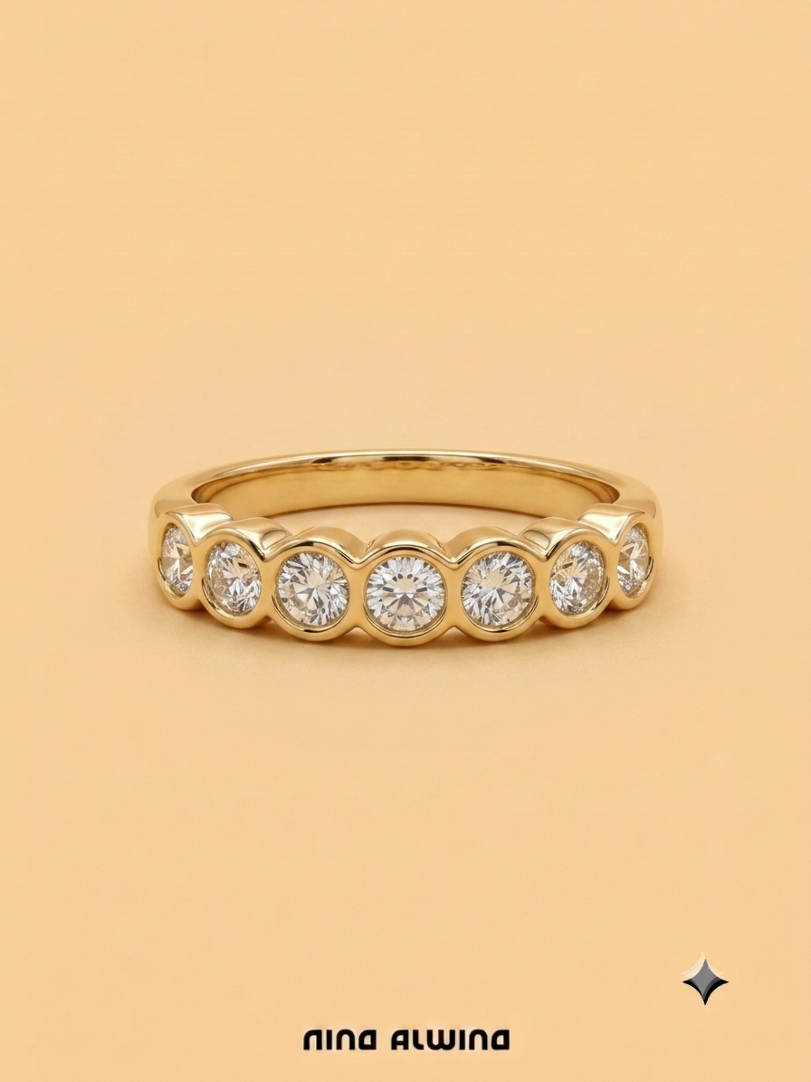 #1117 14k Ring mit 7 Diamanten - RG 49