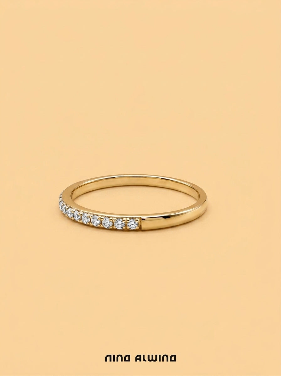 #1334 Massiver 9k Ring mit 17 Diamanten - RG 60