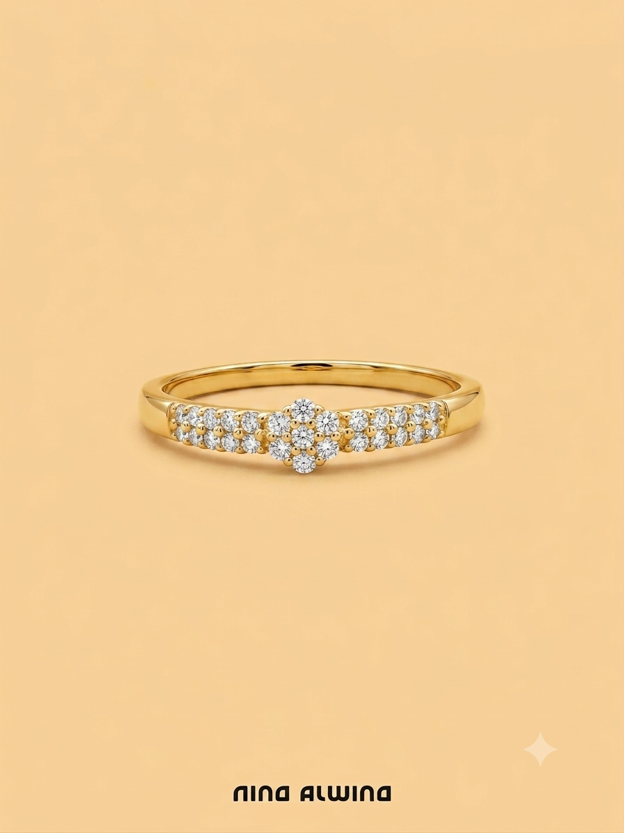 #1065 9k Ring mit 27 Diamanten - RG 63