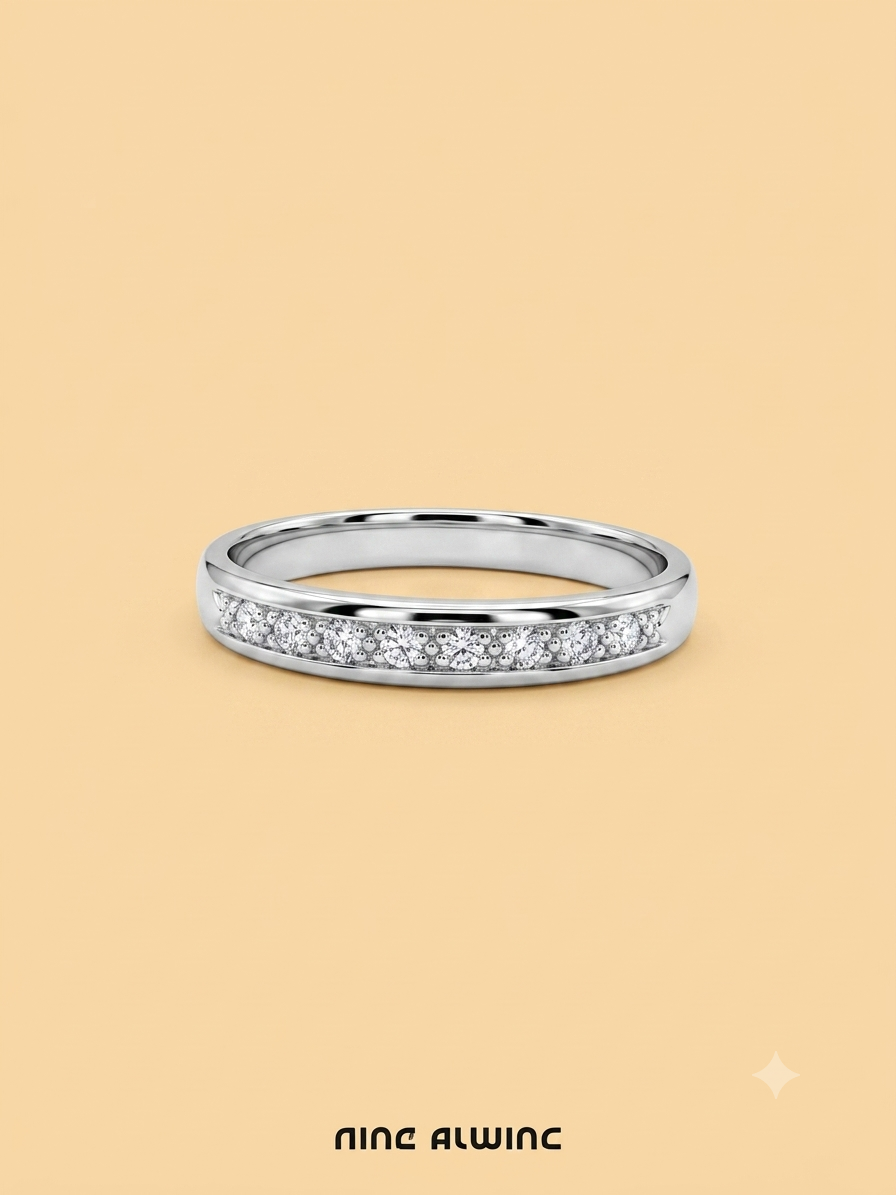#1069 8k Ring Weißgold mit 8 Diamanten - RG 54