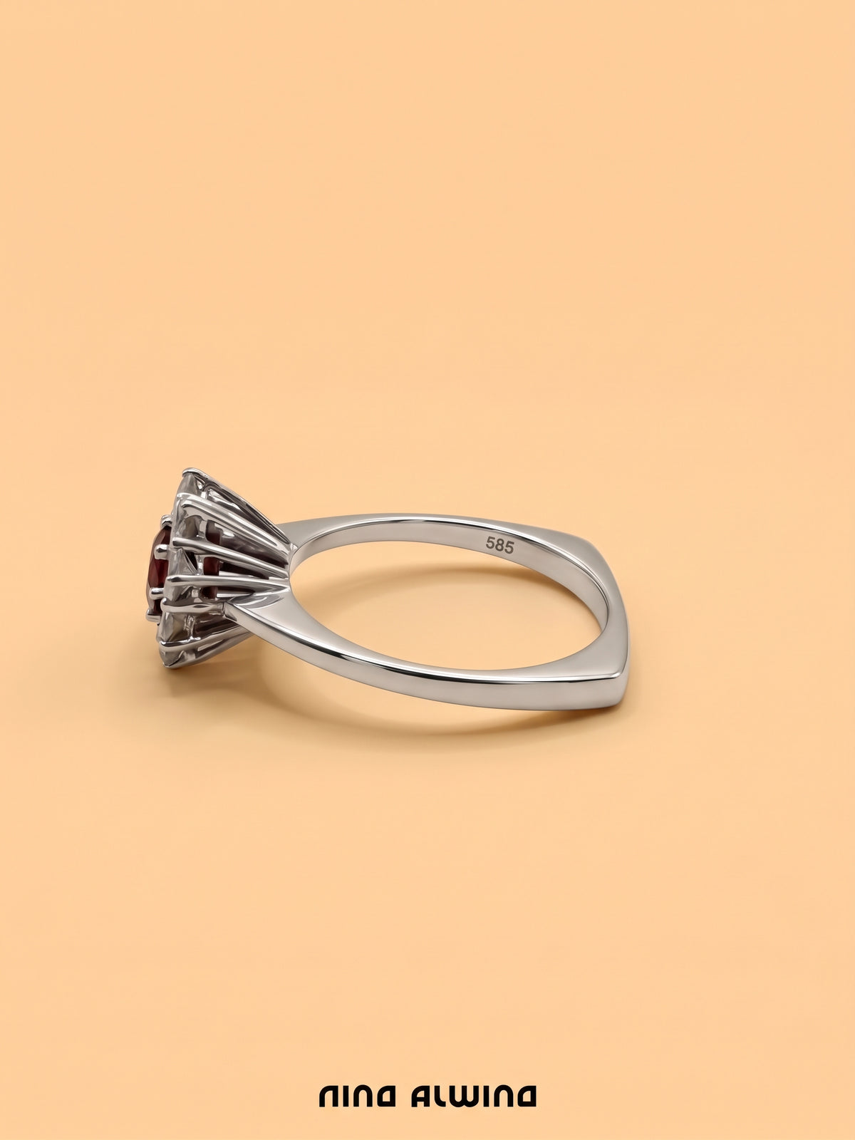 #1412 14k Ring mit Rubin & Diamanten - RG 55