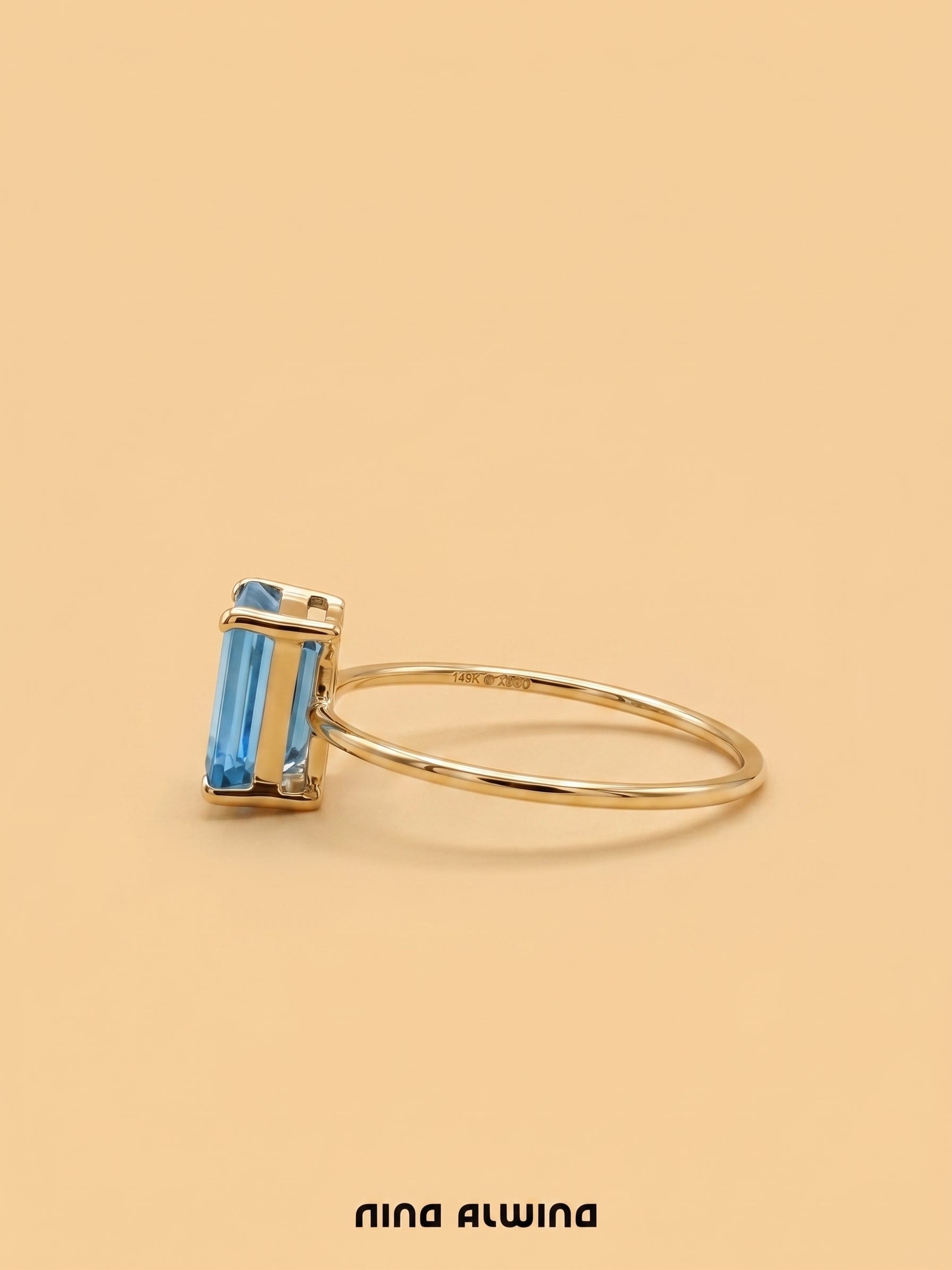 #1298 14k Ring mit Blautopas - RG 54