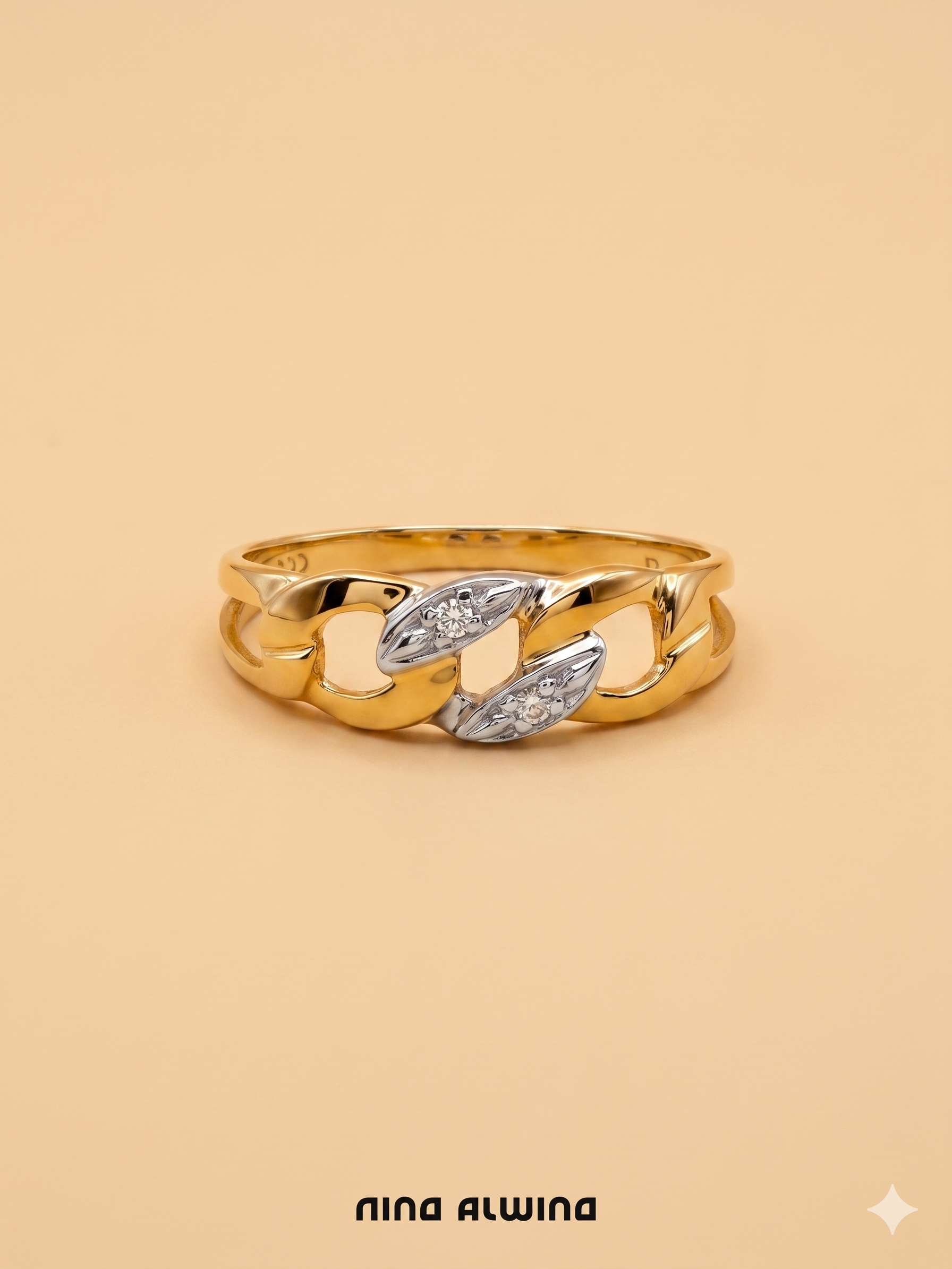 #966 8k Ring mit 2 Diamanten - RG 52