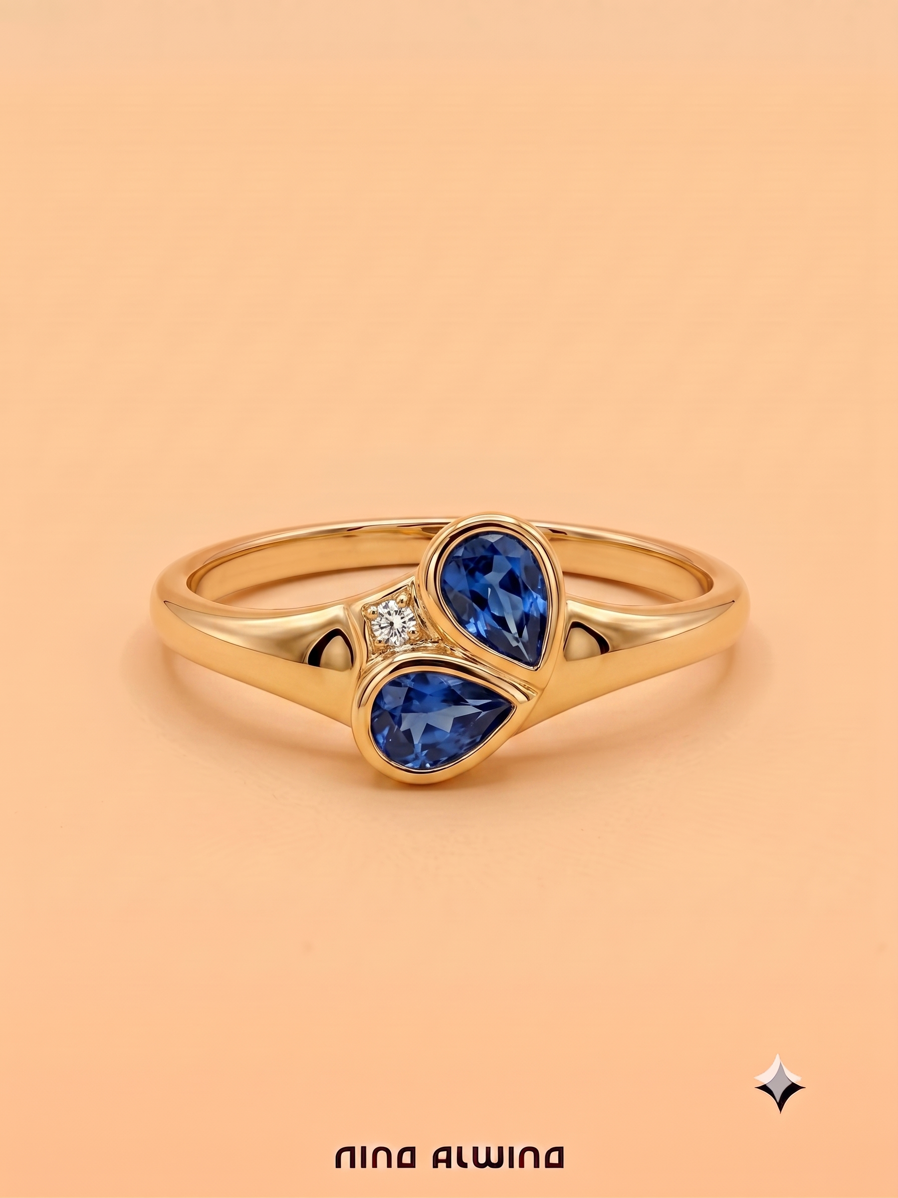 #1193 8k Ring mit Saphir & Diamant - RG 53