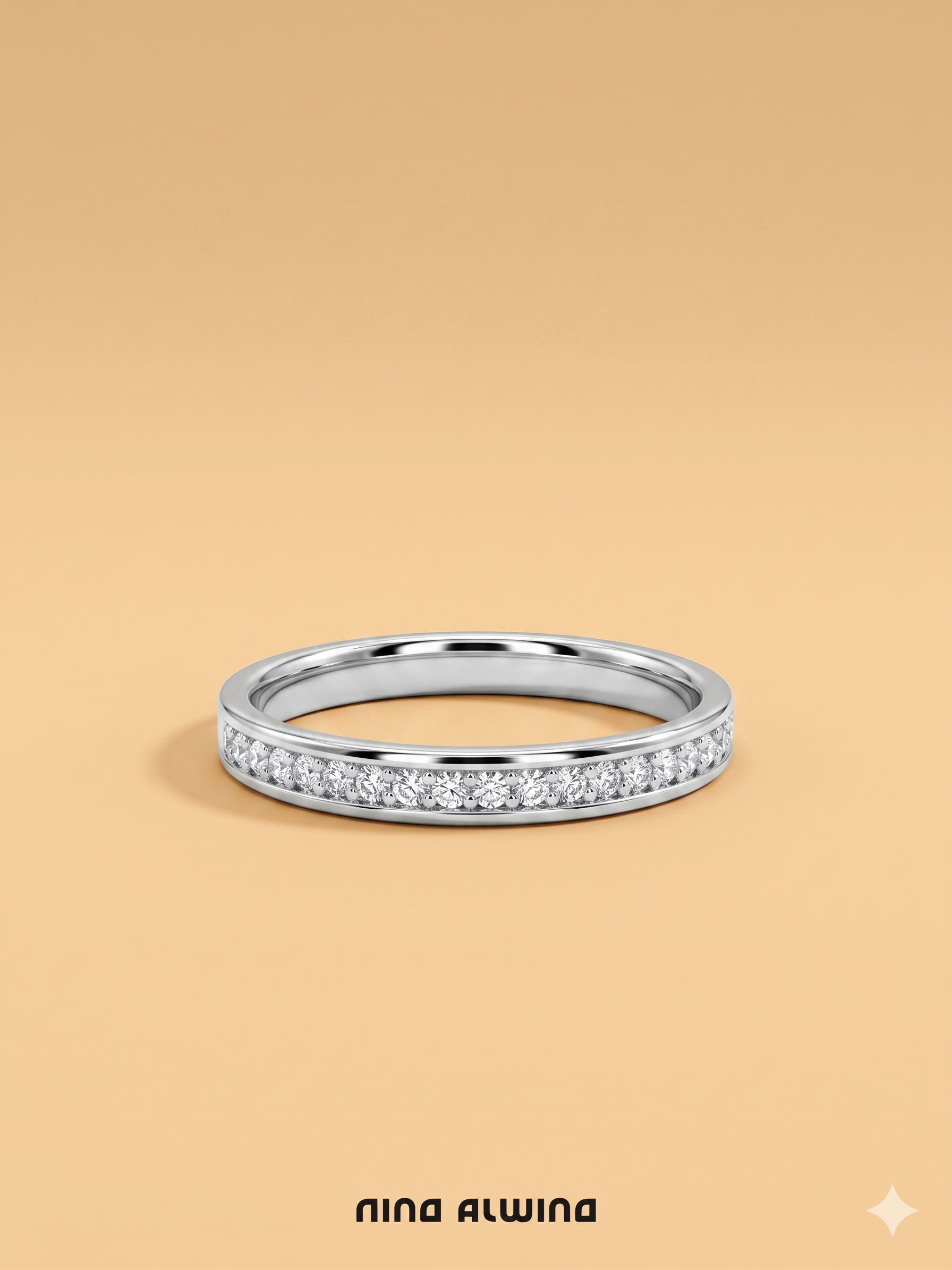 #920 Massiver 14k Weißgold Ring mit 20 Diamanten - RG 54