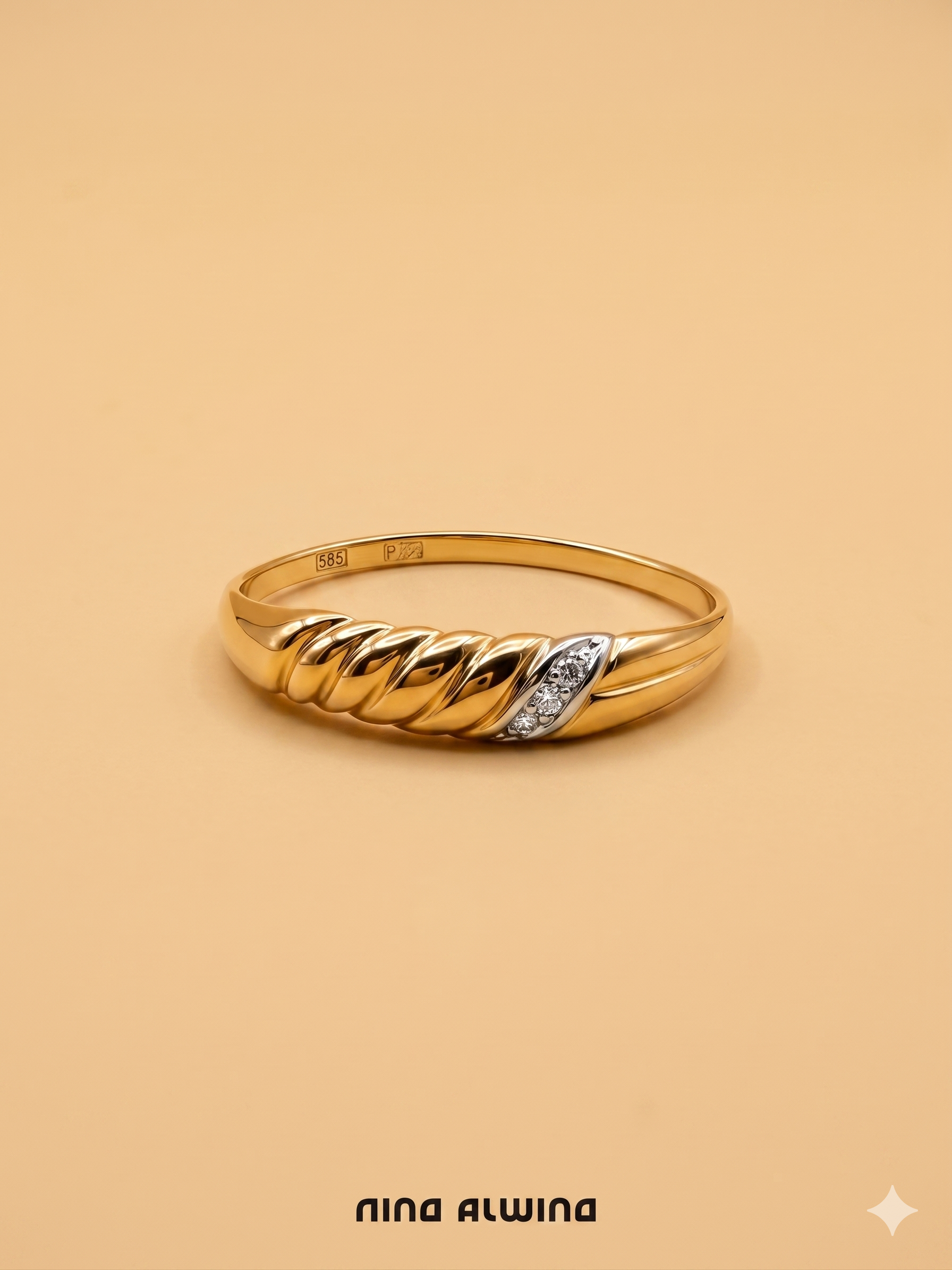#970 14k Ring mit Diamant - RG 57
